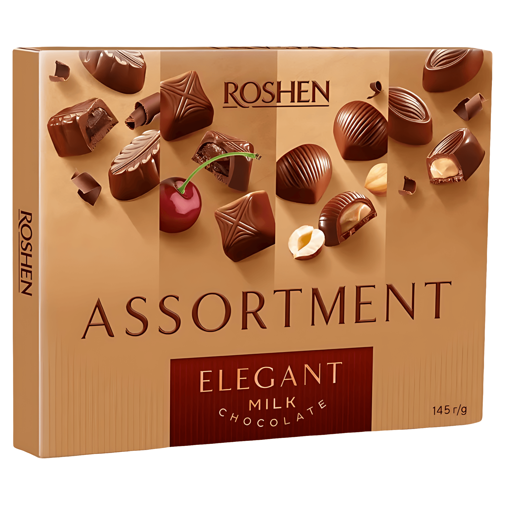 Praline de ciocolata cu lapte, diverse sortimente si umplturi Roshen, 145g