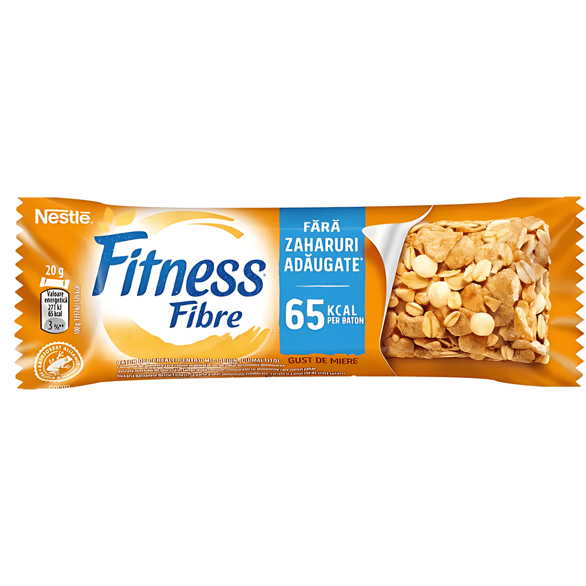 Baton de cereale cu aroma de miere Nestle Fitness Fibre, fara zahar adaugat, 20 g