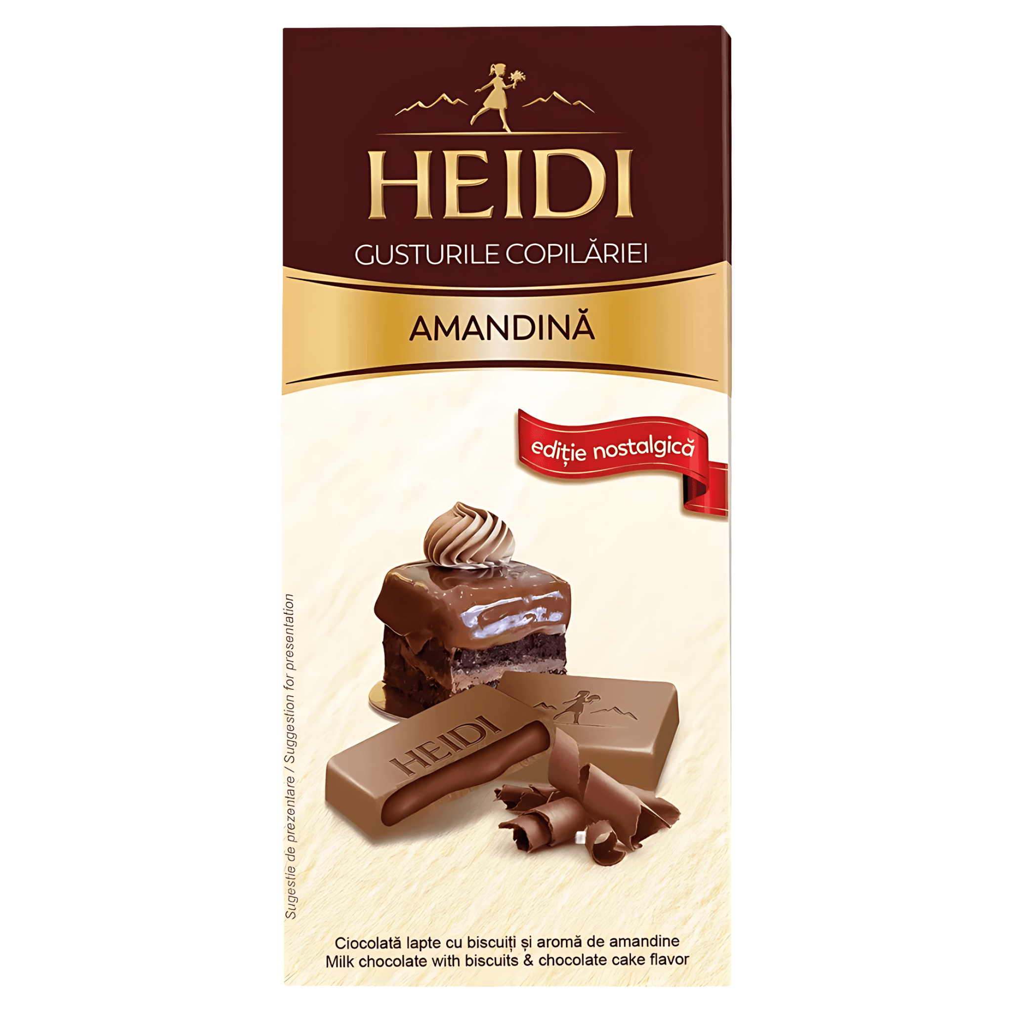 Ciocolata cu lapte, umplutura de cacao si biscuiti Heidi, 90 g