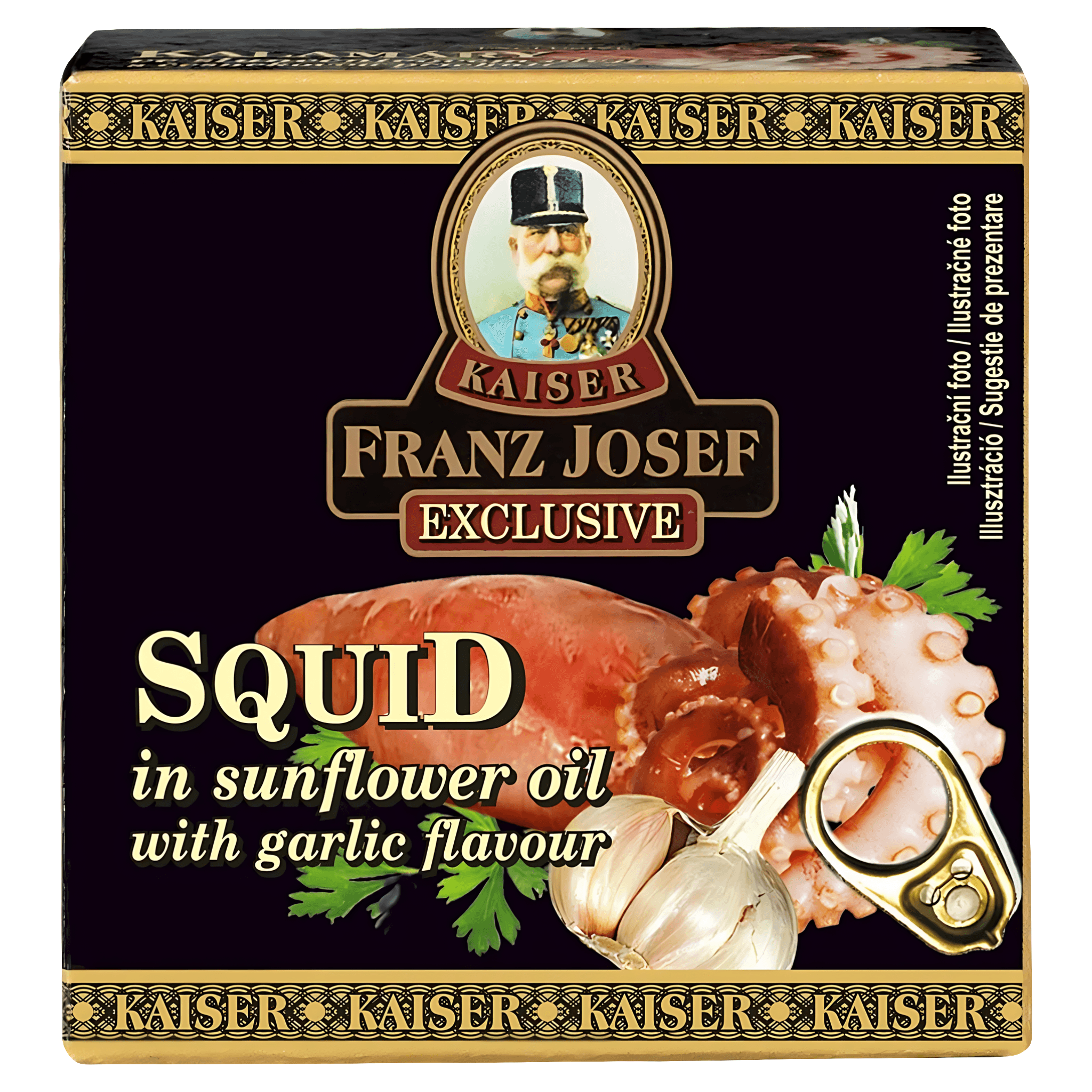 Calamar in ulei cu aroma de usturoi Kaiser Franz Josef, 80 g
