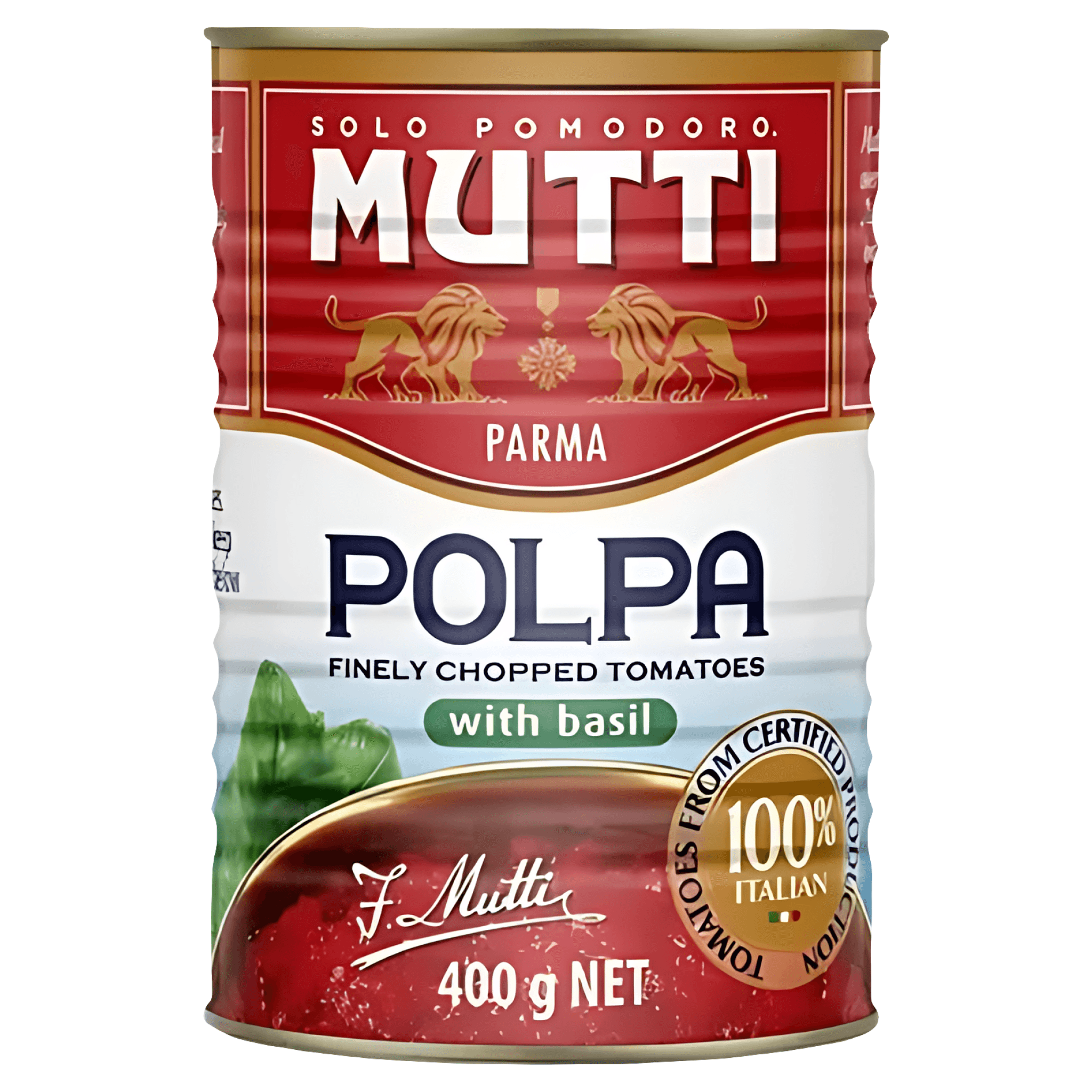 Rosii taiate fin cu busuioc Mutti, 400 g