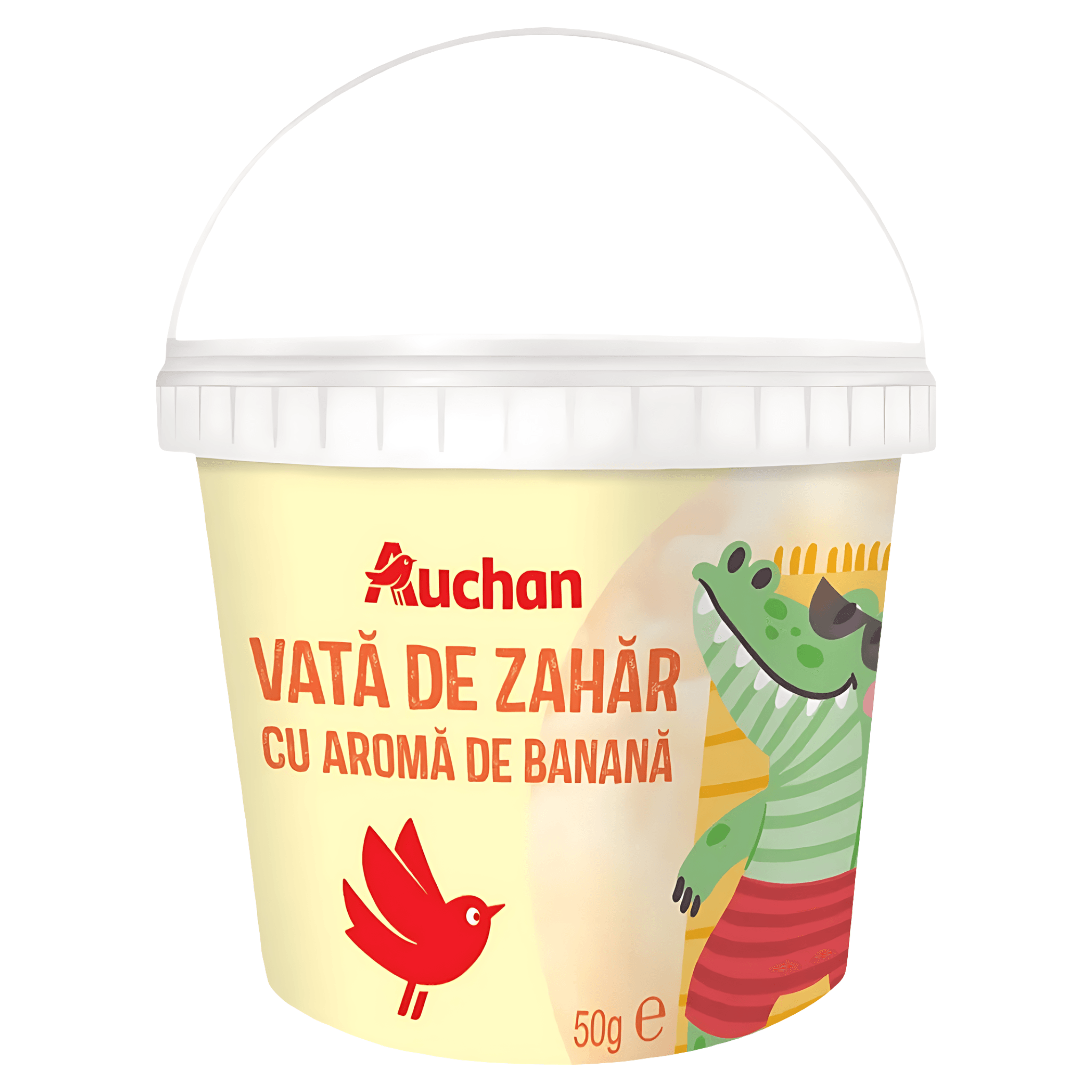 Vata de zahar Auchan cu aroma de banana, 50 g