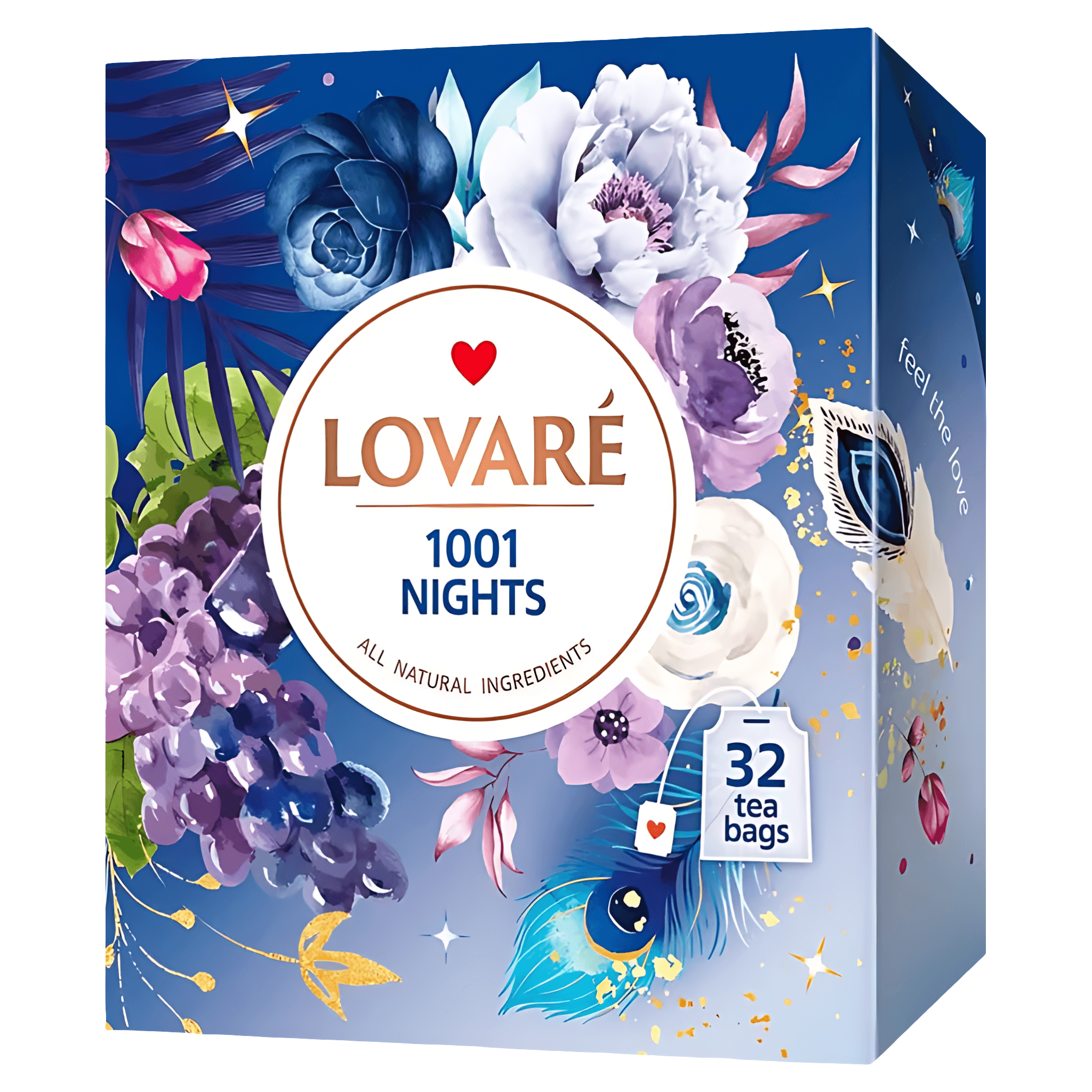 Amestec de ceai negru, ceai verde, plante si fructe Lovare 1001 Nights, 32 pliculete