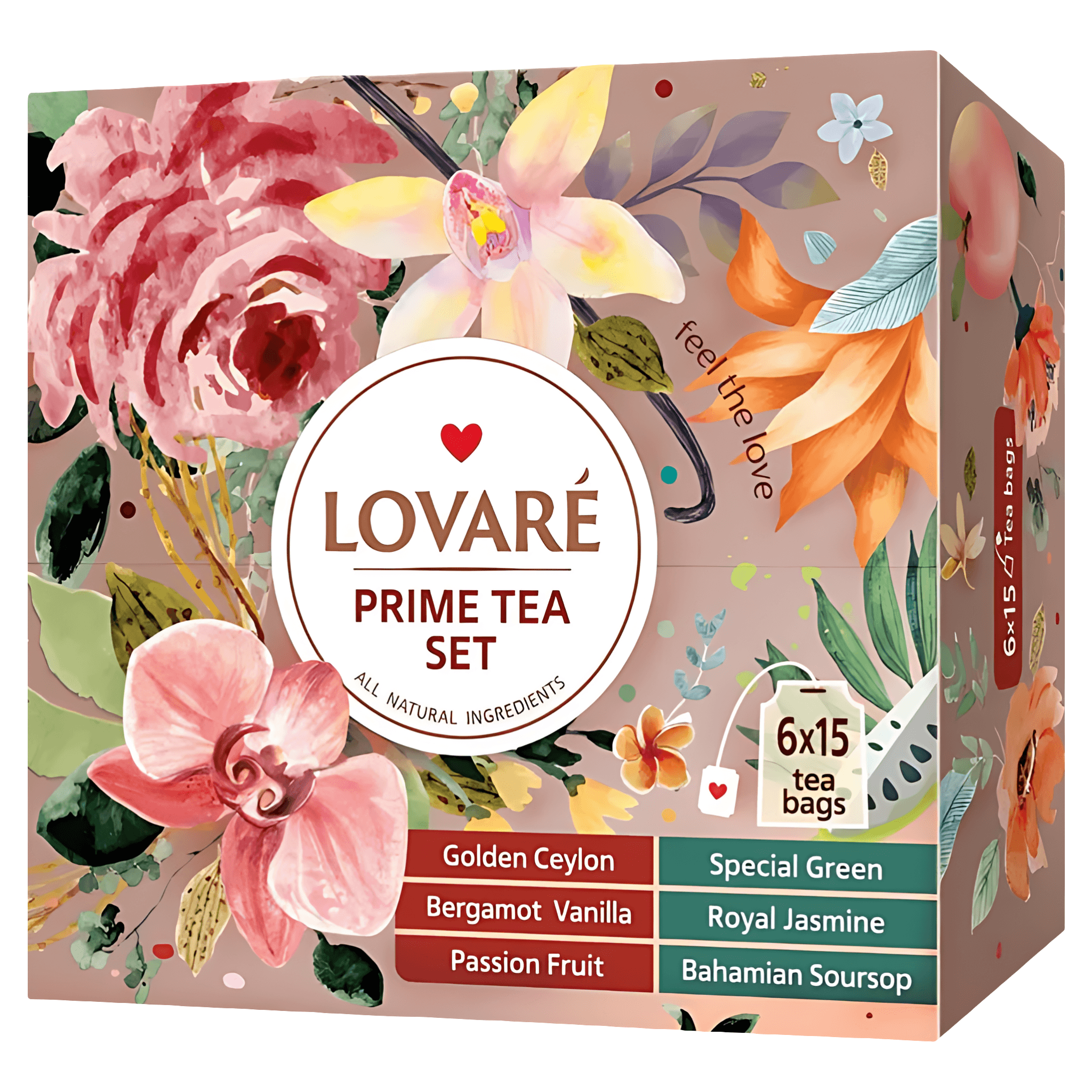Colectie de ceai asortat Lovare Prime Tea Set, 90 pliculete, 157.5 g