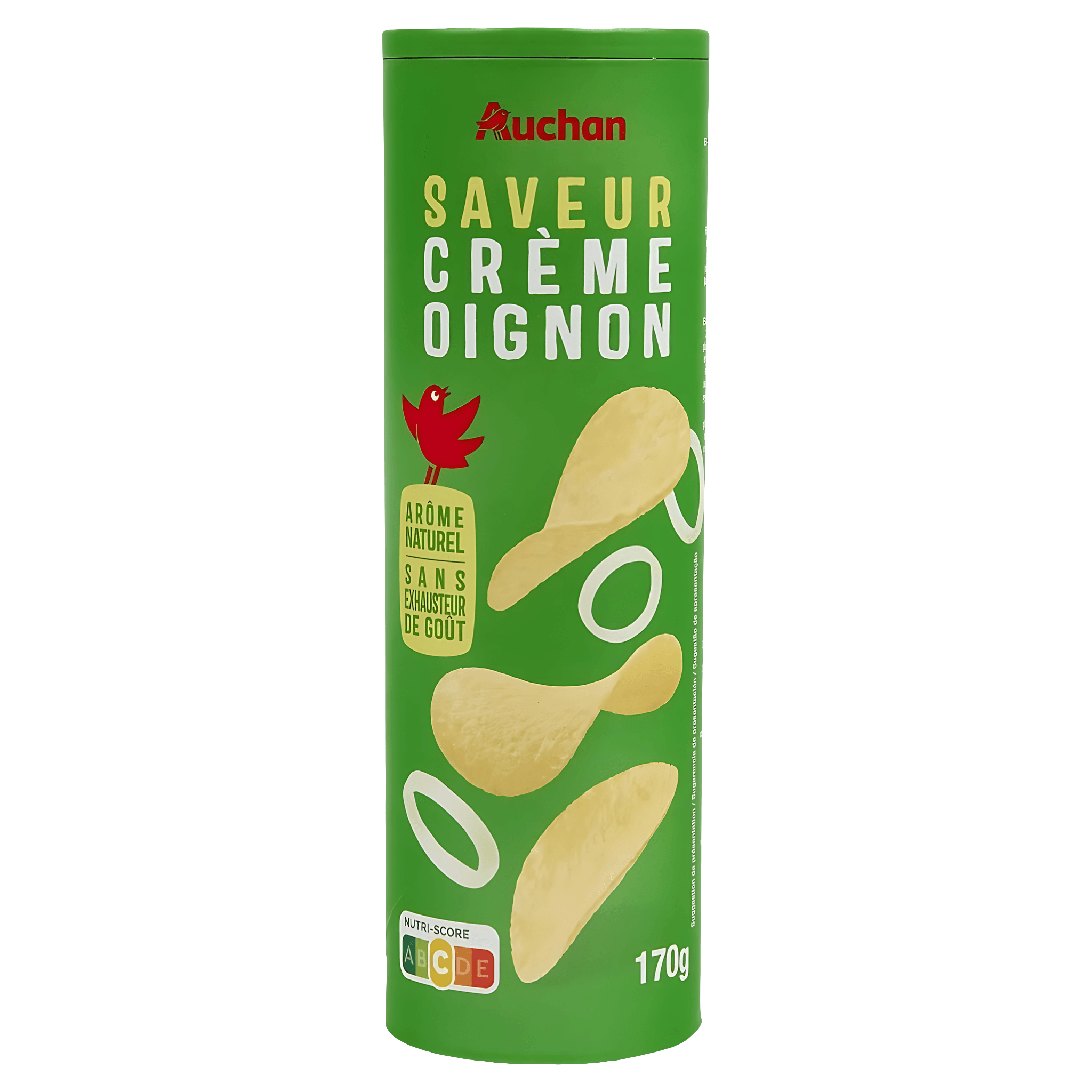 Chipsuri cu aroma de smantana si ceapa Auchan, 170 g