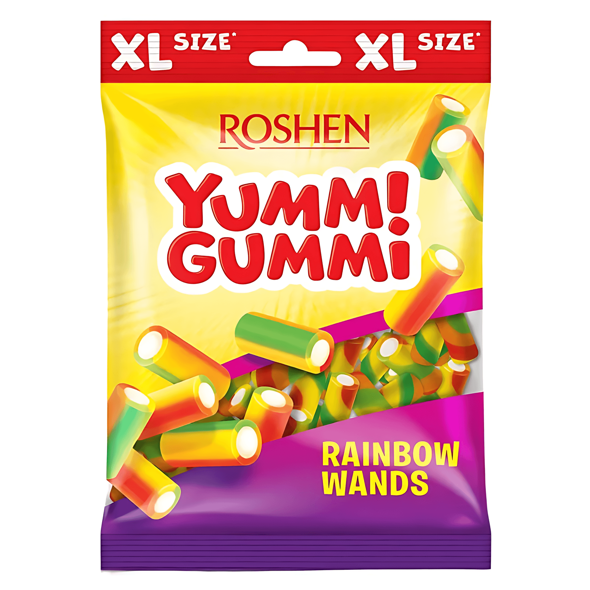 Jeleuri cu aroma de fructe Roshen Yummi Gummi Rainbow Wands, 165 g
