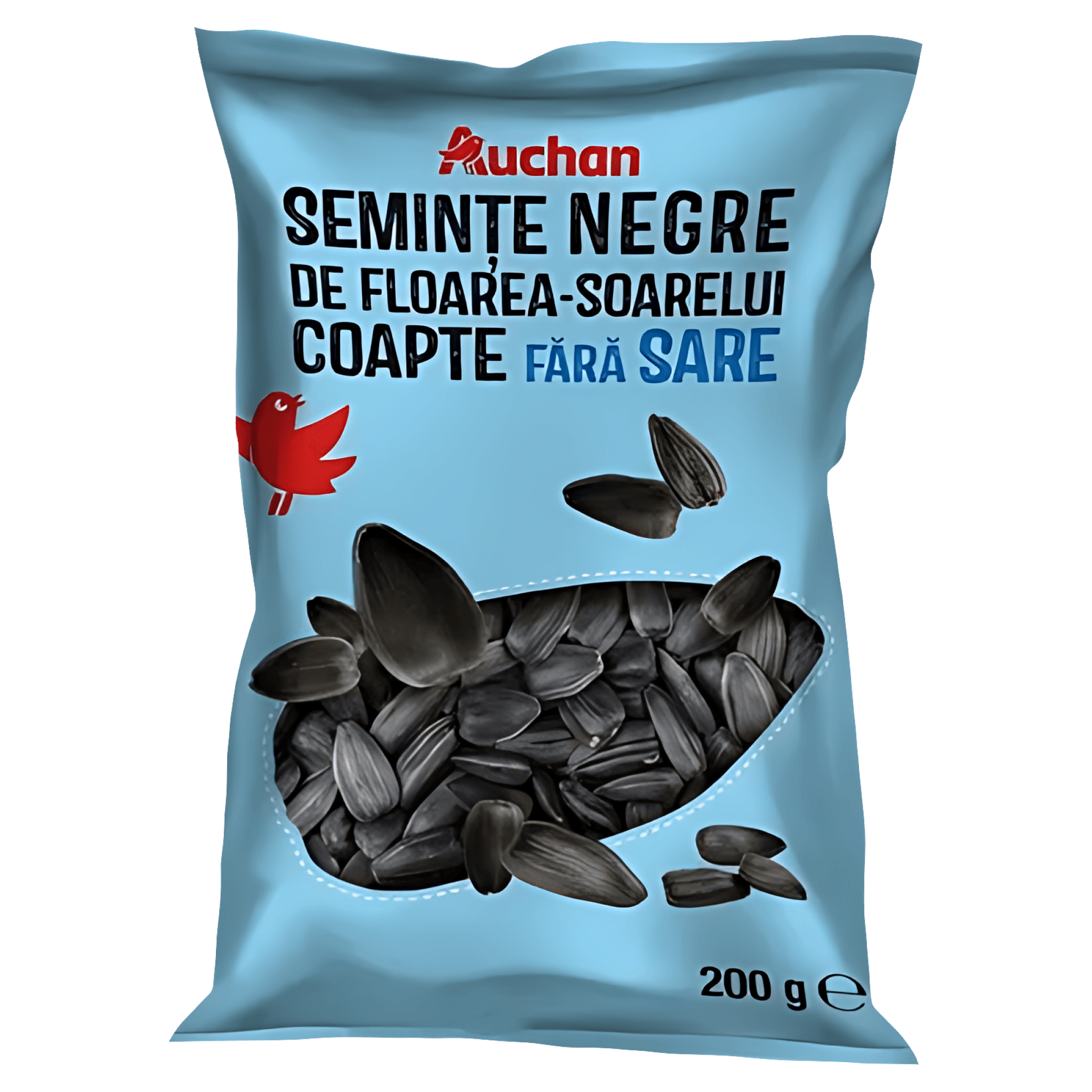 Seminte de floarea soarelui negre coape fara sare Auchan, 200 g
