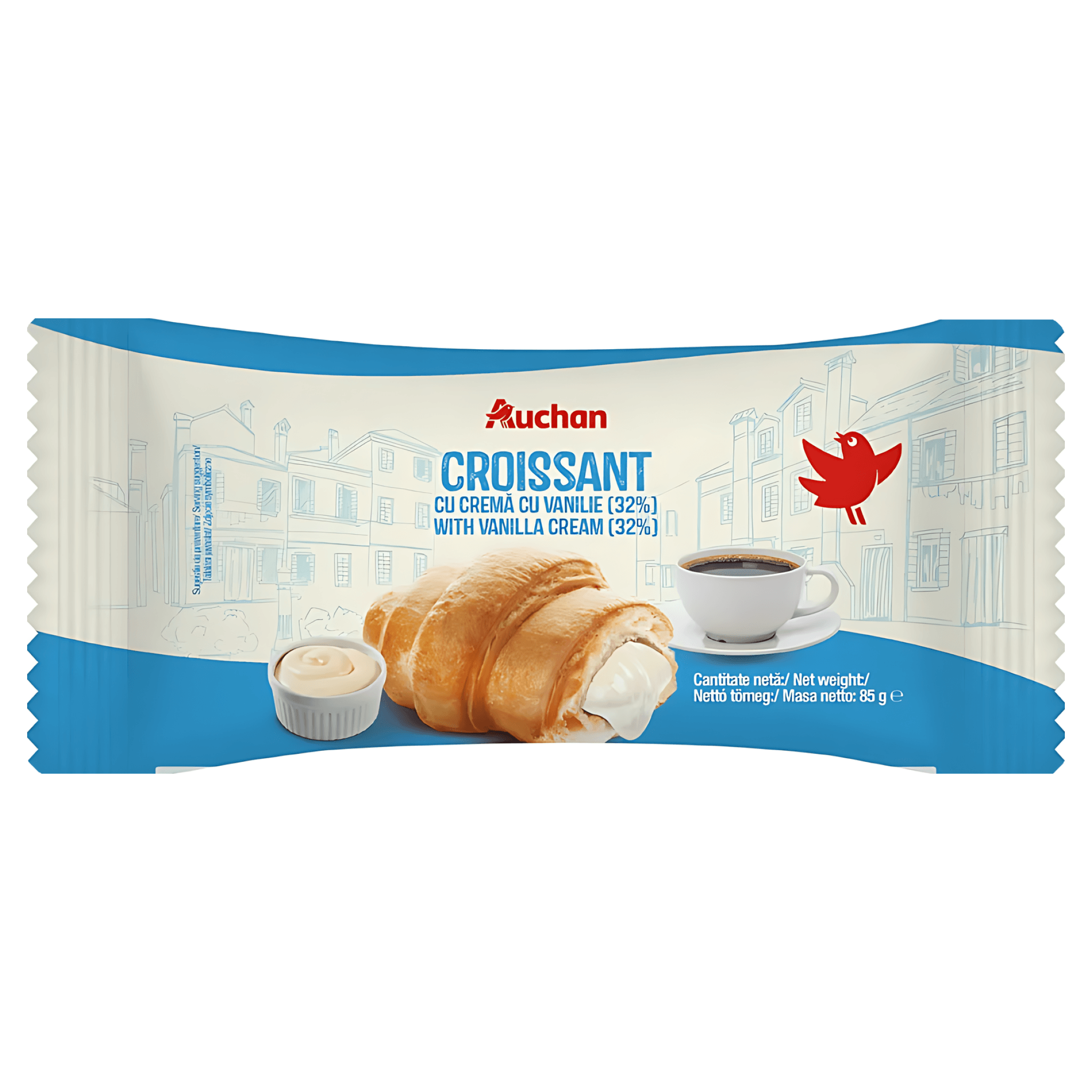 Croissant cu crema cu vanilie Auchan, 85 g