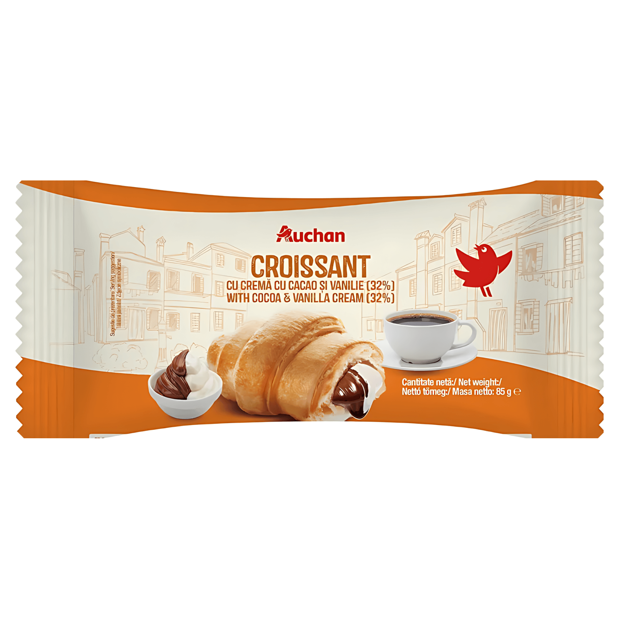 Croissant cu crema cu cacao si vanilie Auchan, 85 g