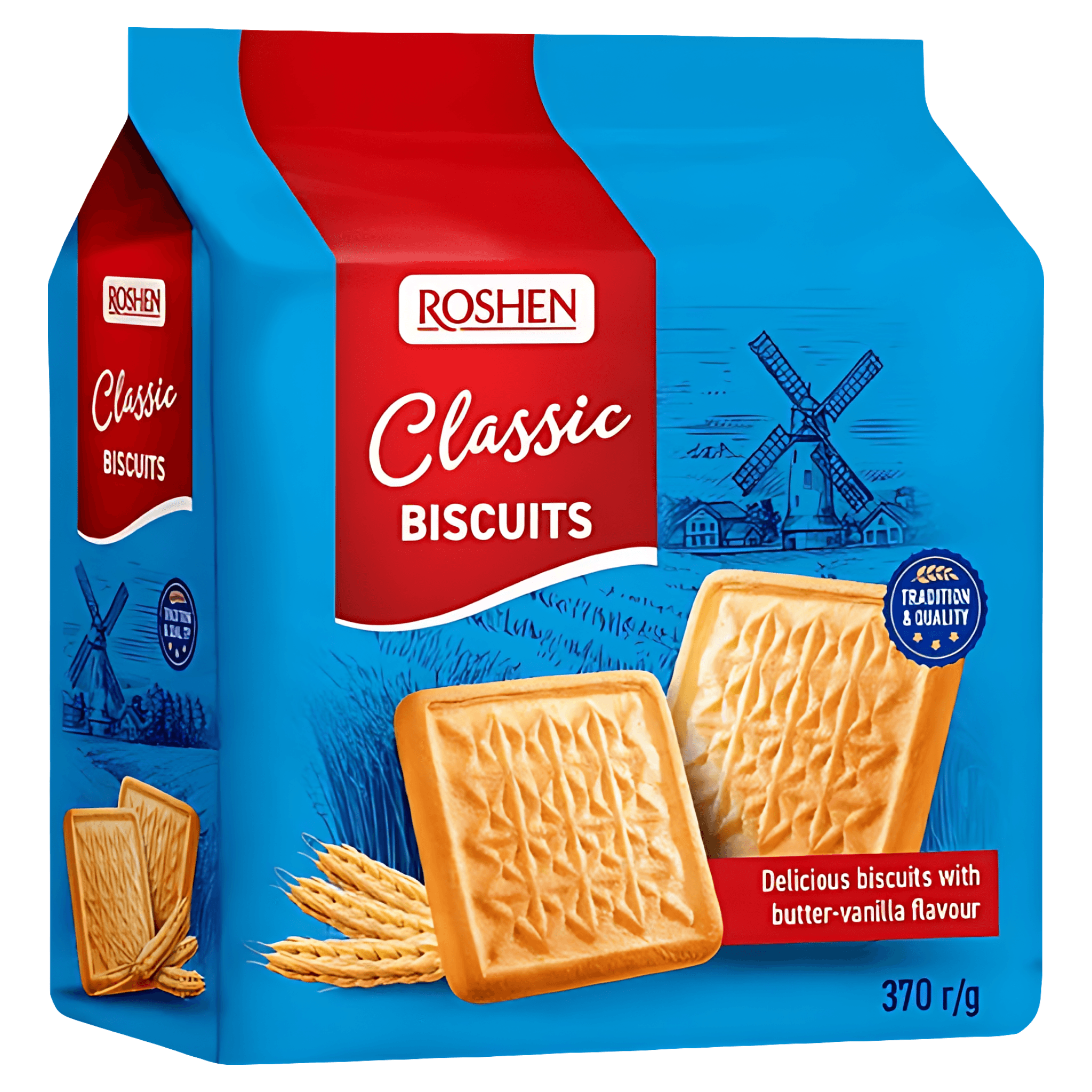 Biscuiti cu aroma de unt si vanilie Roshen Classic, 370 g
