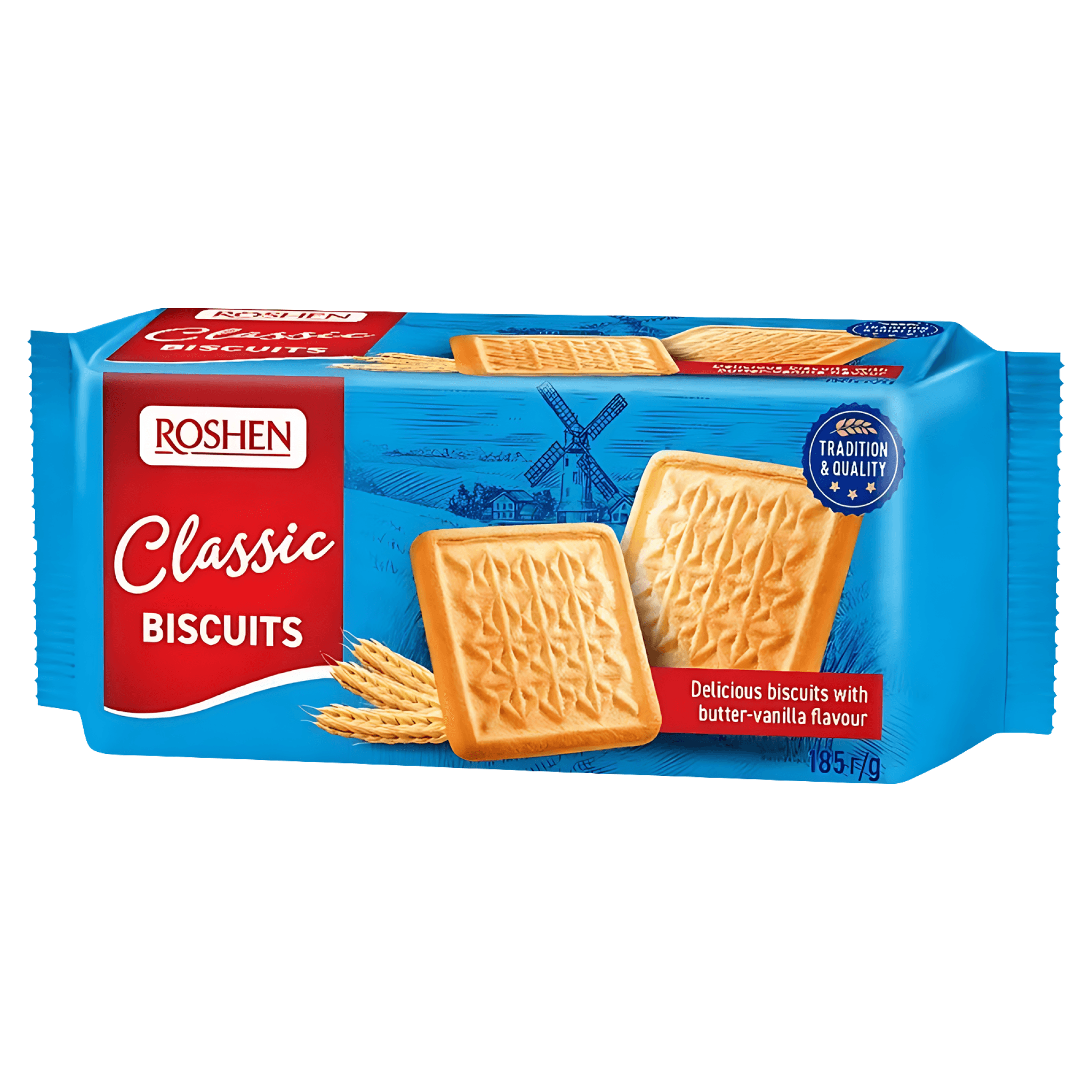 Biscuiti cu aroma de unt si vanilie Roshen Classic, 185 g