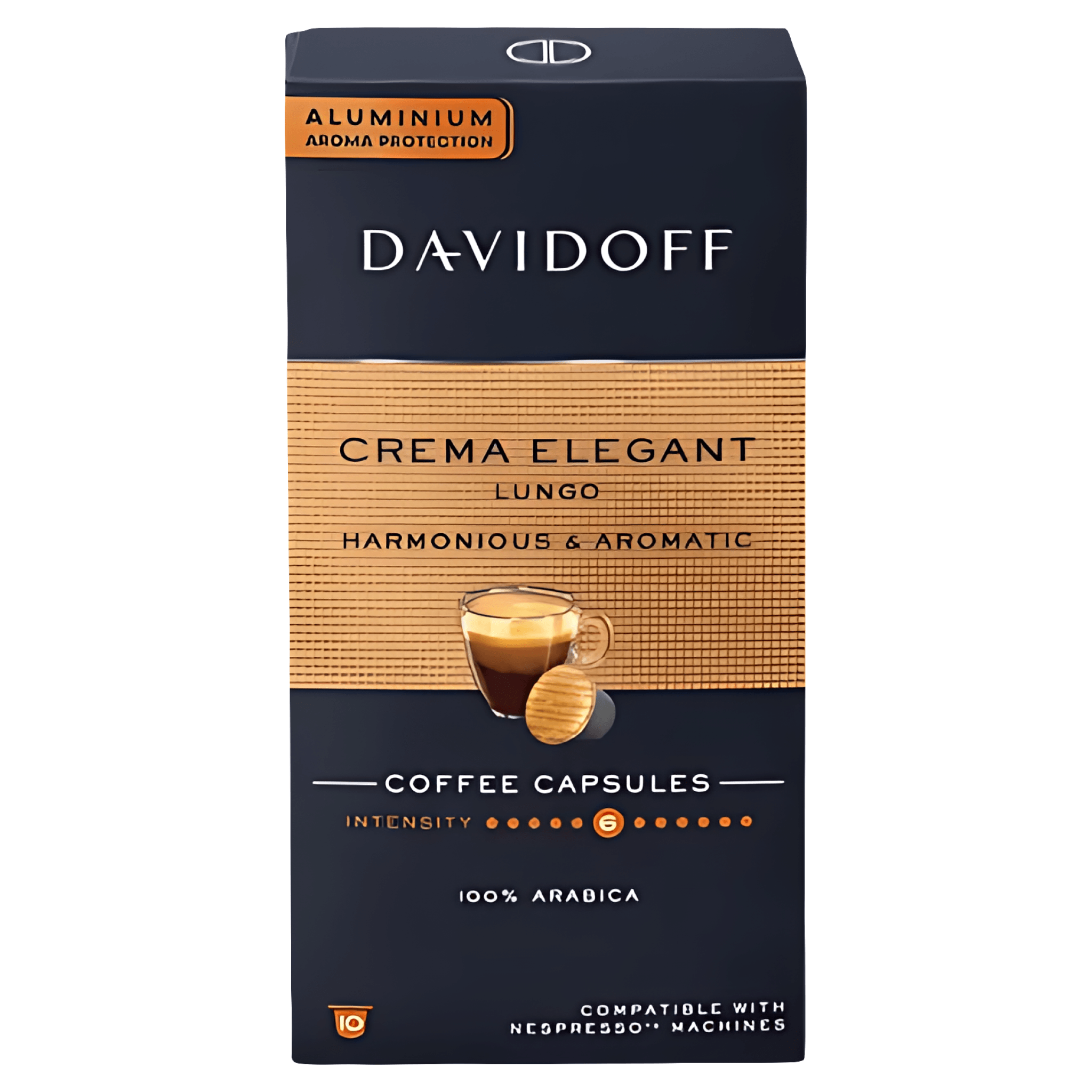 Capsule cafea Davidoff Crema Elegant Lungo, compatibile Nespresso, 10 capsule