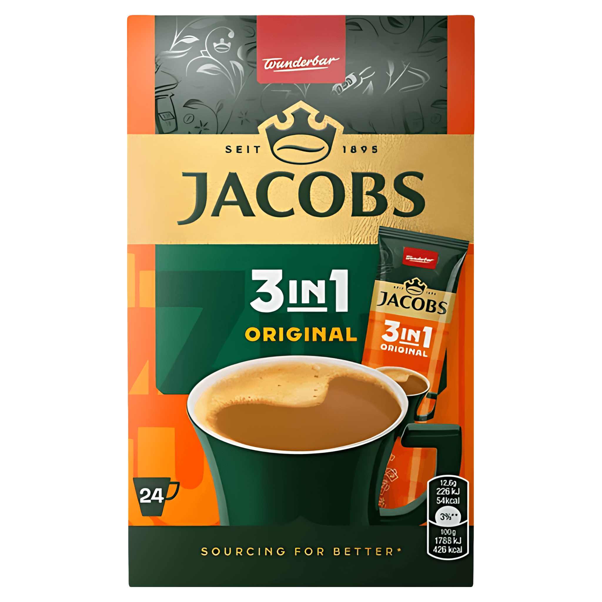 Cafea instant Jacobs 3 in 1 Original, 24 x 12.6 g