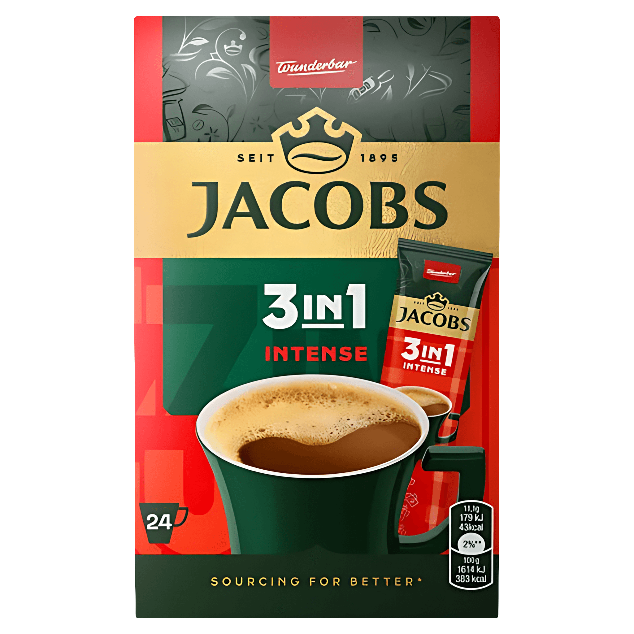 Cafea instant Jacobs 3 in 1 Intense, 24 x 11.1 g