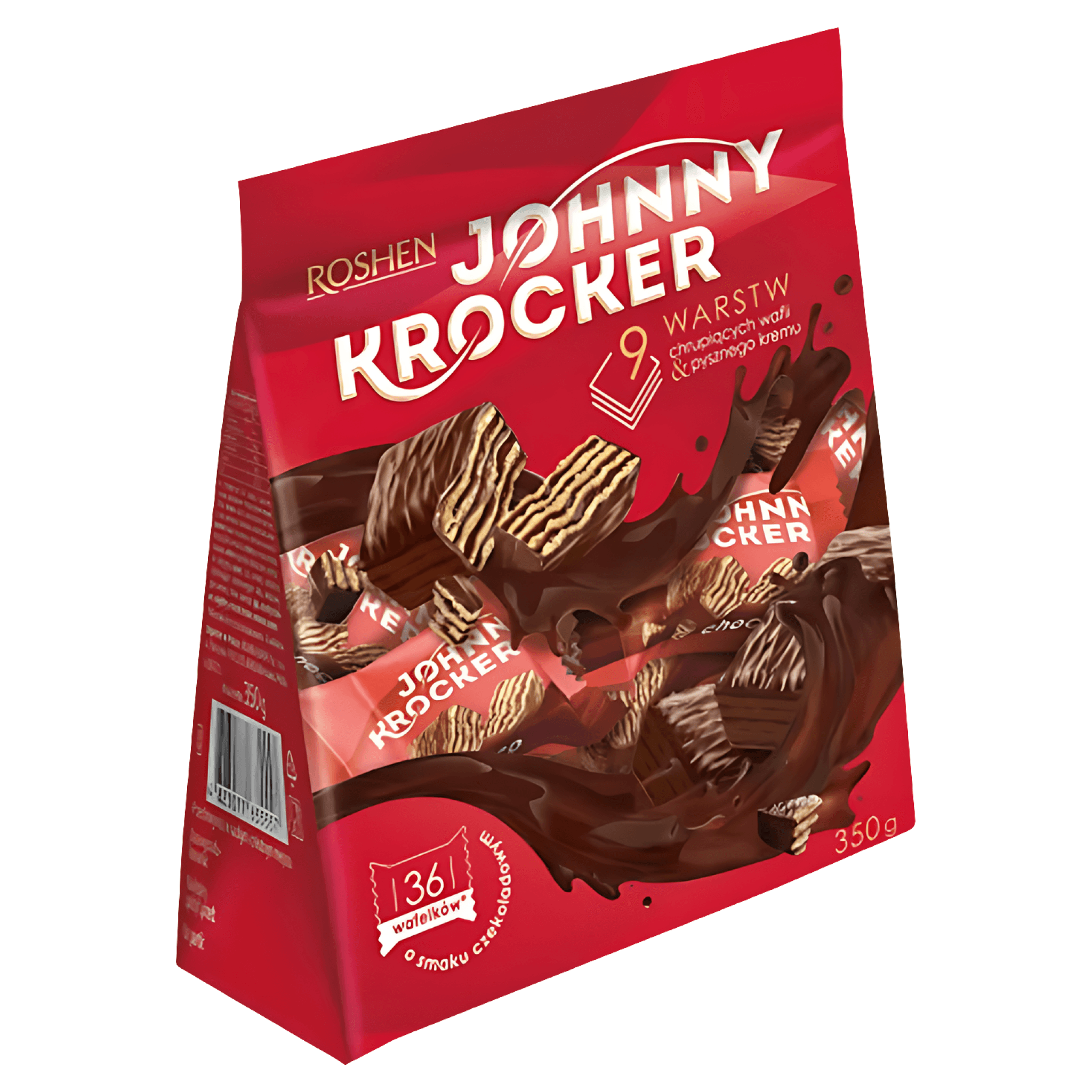 Napolitane cu umplutura de ciocolata Roshen Johnny Krocker, 350 g