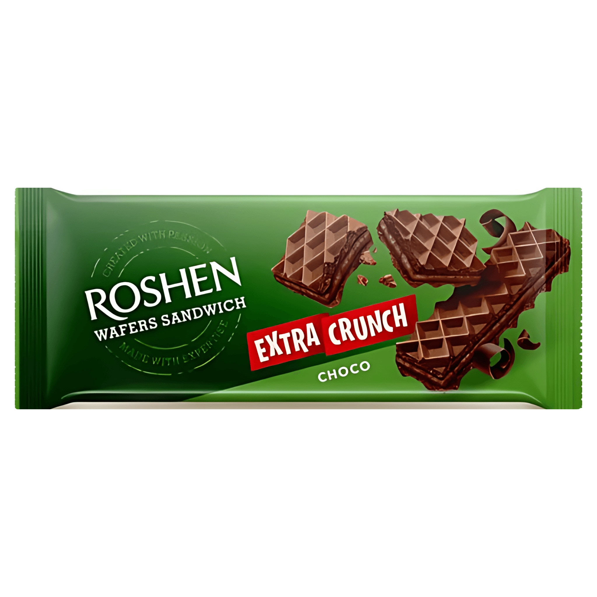 Napolitana cu cacao si crema de cacao Roshen Extra Crunch, 142 g