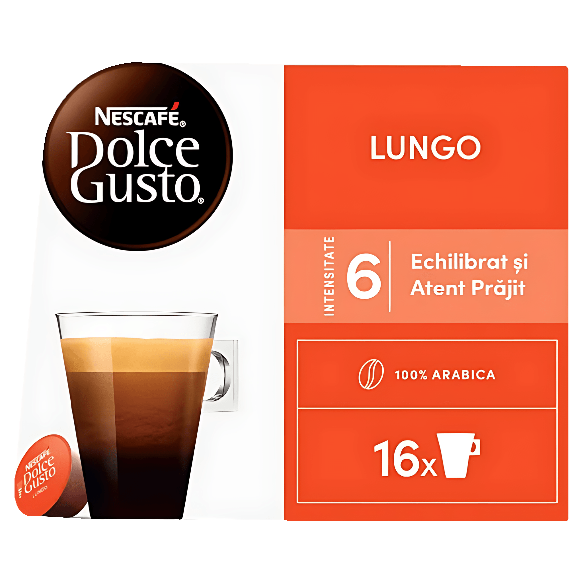 Capsule cafea Nescafe Caffe Lungo, compatibile Dolce Gusto, 16 capsule