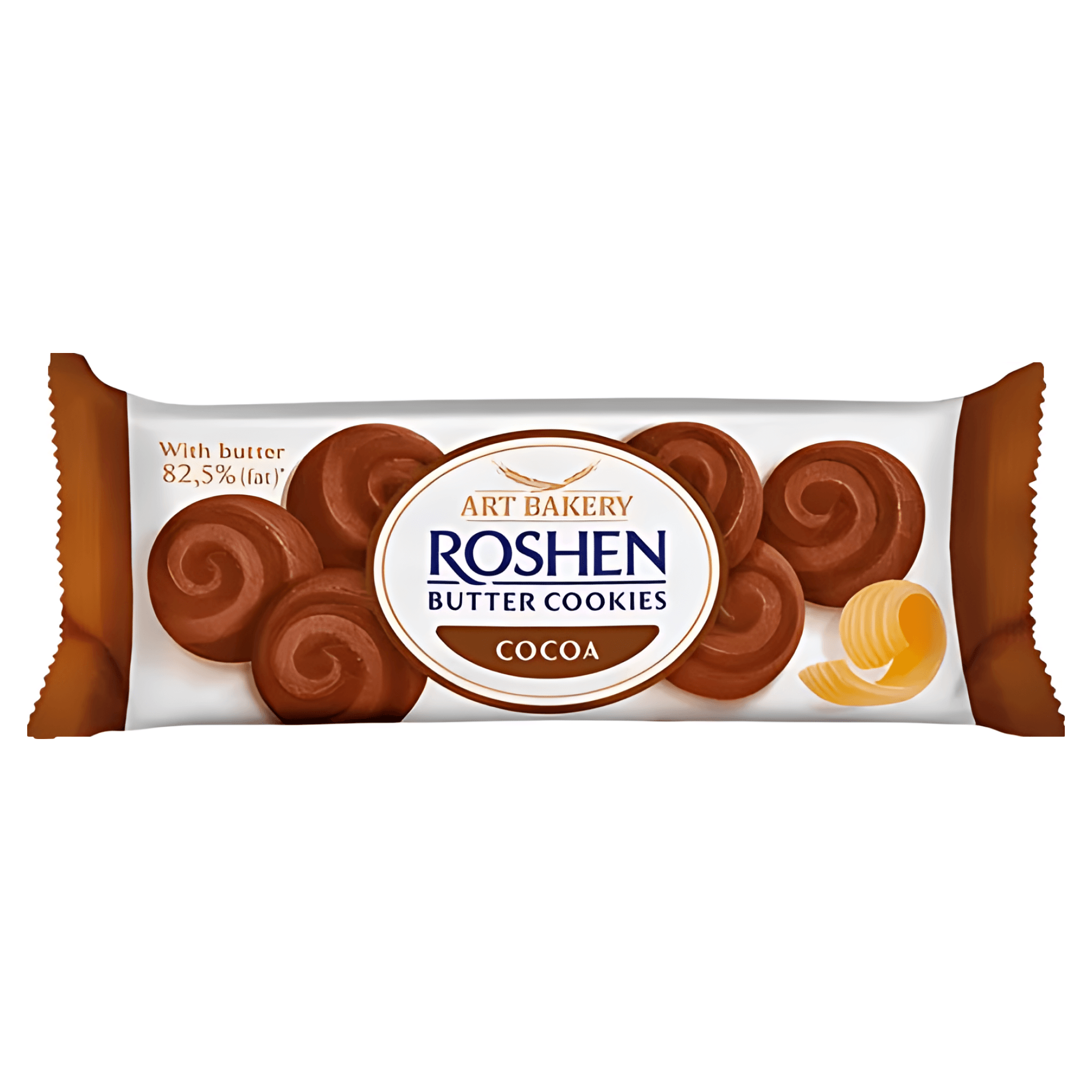Biscuiti cu unt si cacao Roshen, 140 g
