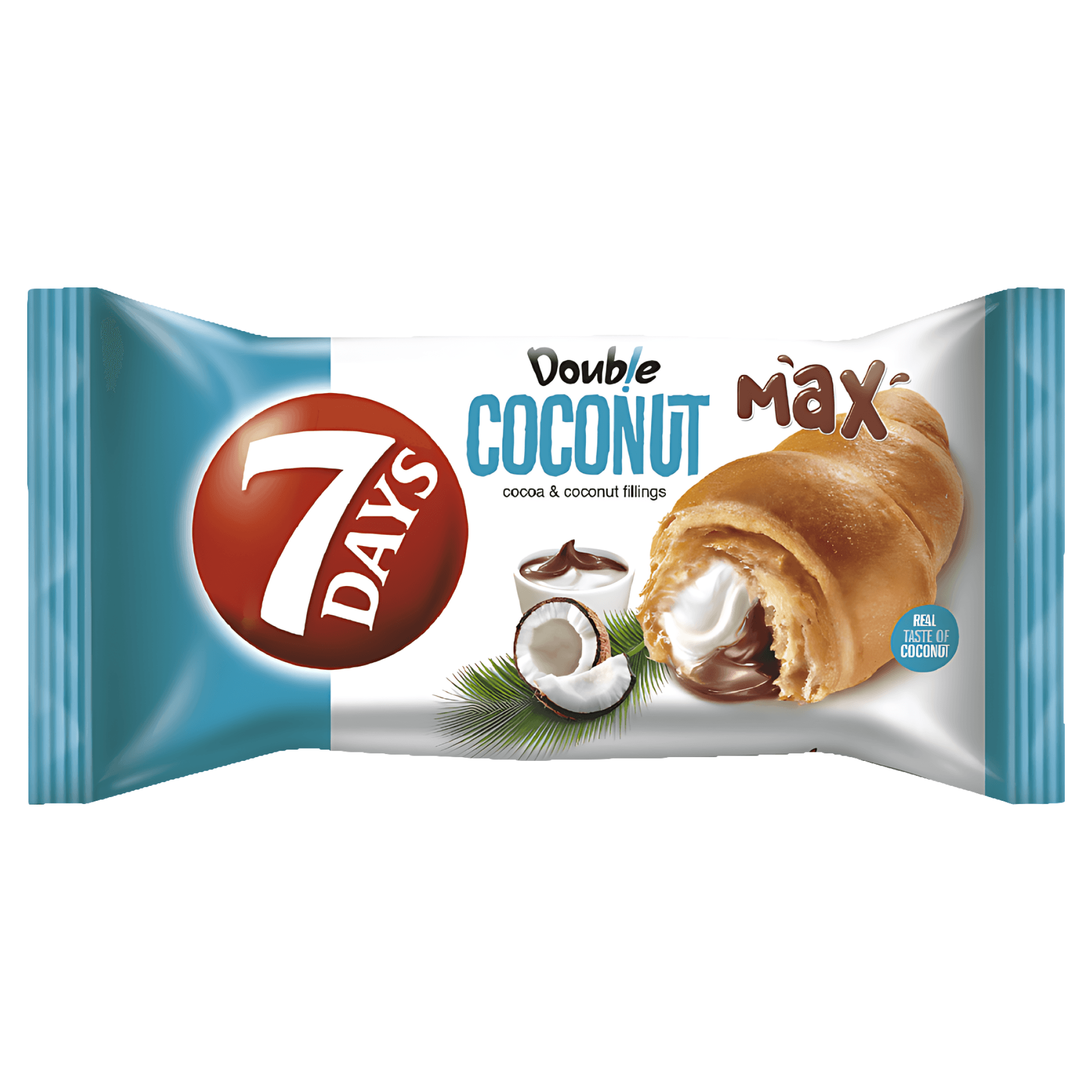 Croissant dublu cu umplutura de cacao si nuca de cocos 7 Days, 80 g