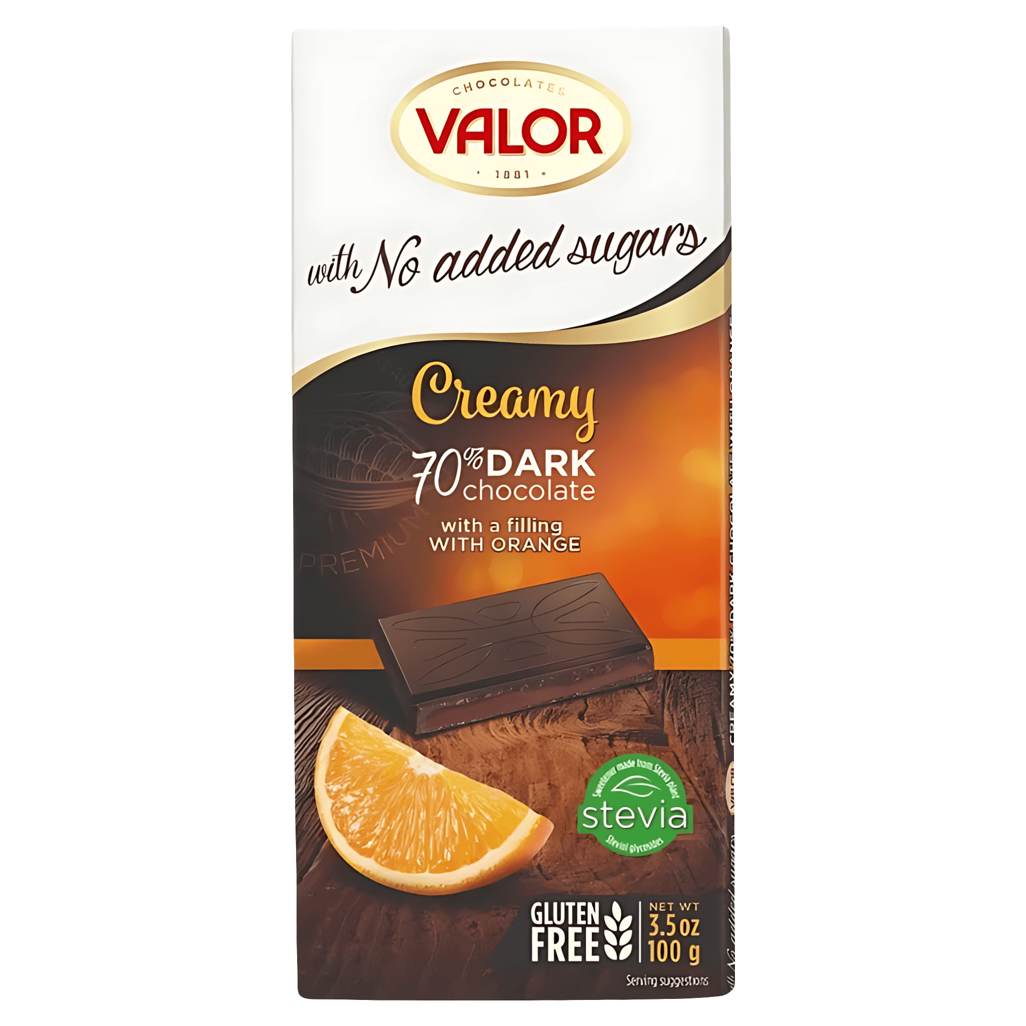 Ciocolata neagra cu crema de portocale Valor, fara gluten, 100 g