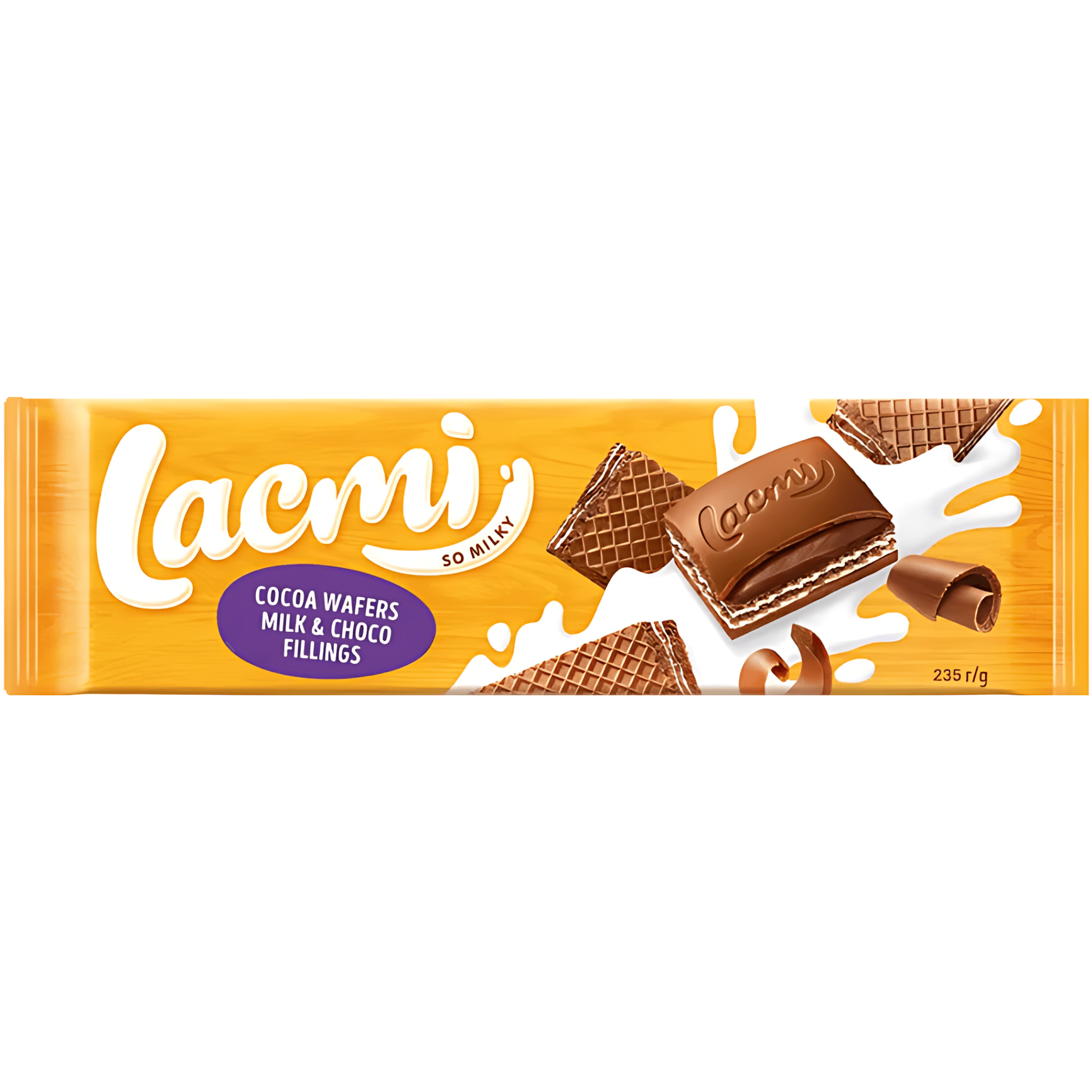 Ciocolata cu umplutura cu crema cu lapte, ciocolata si napolitana cu cacao Roshen Lacmi, 235 g