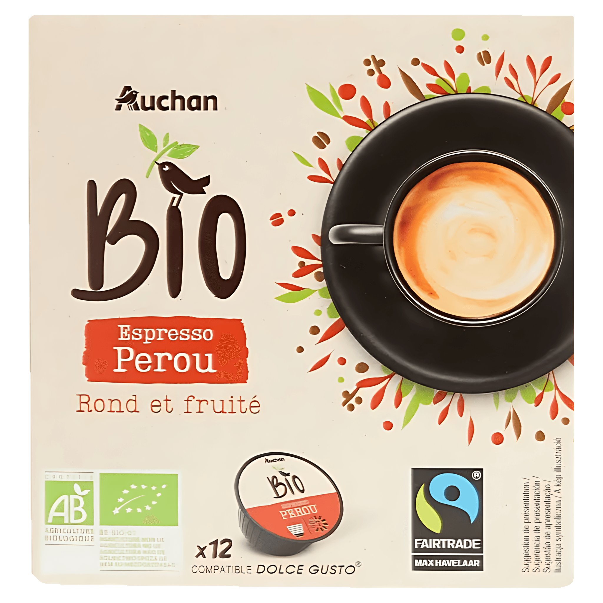 Capsule cafea ECO Auchan Espresso Peru, compatibile Dolce Gusto, 12 capsule