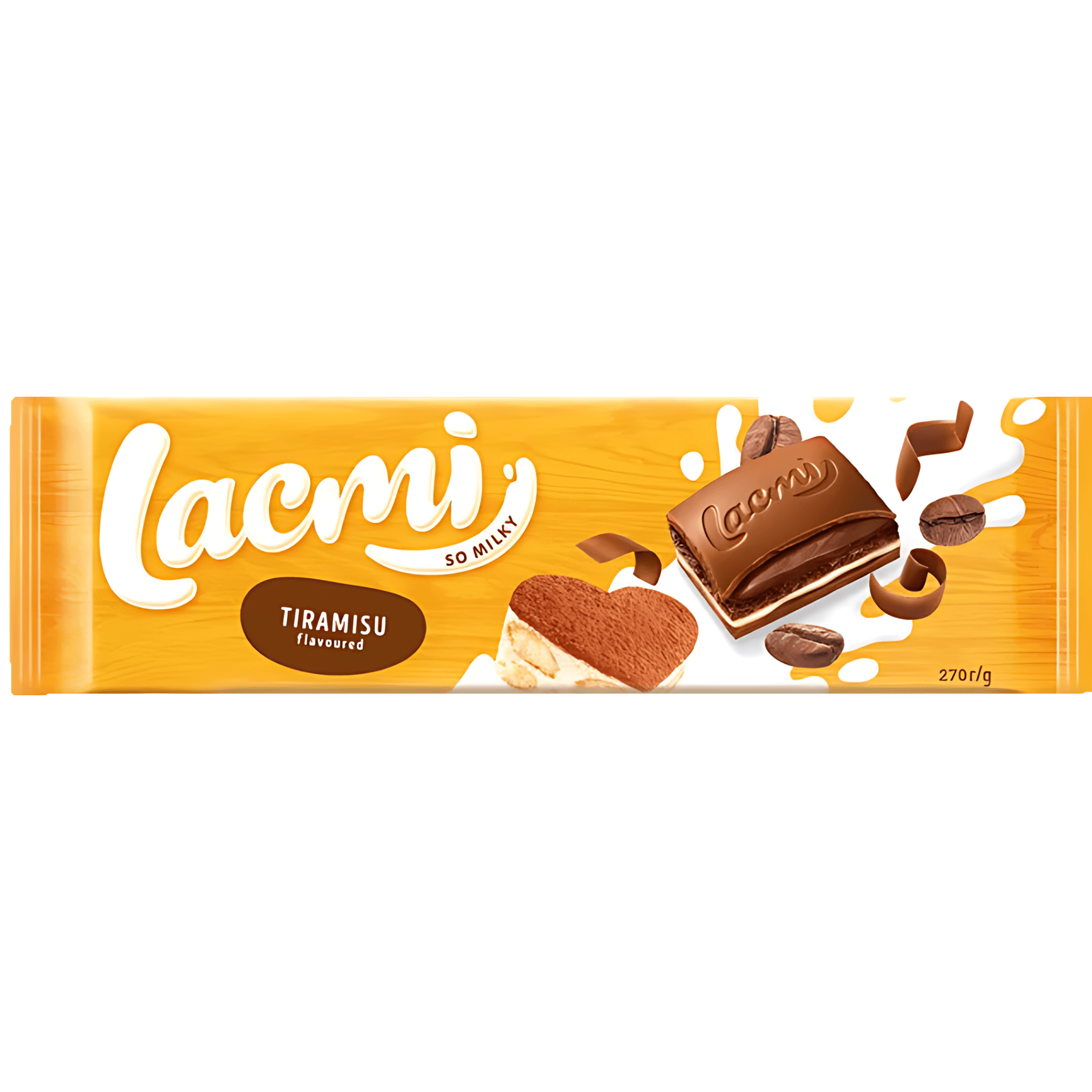 Ciocolata cu lapte si umplutura cu aroma de tiramisu Roshen Lacmi, 270 g