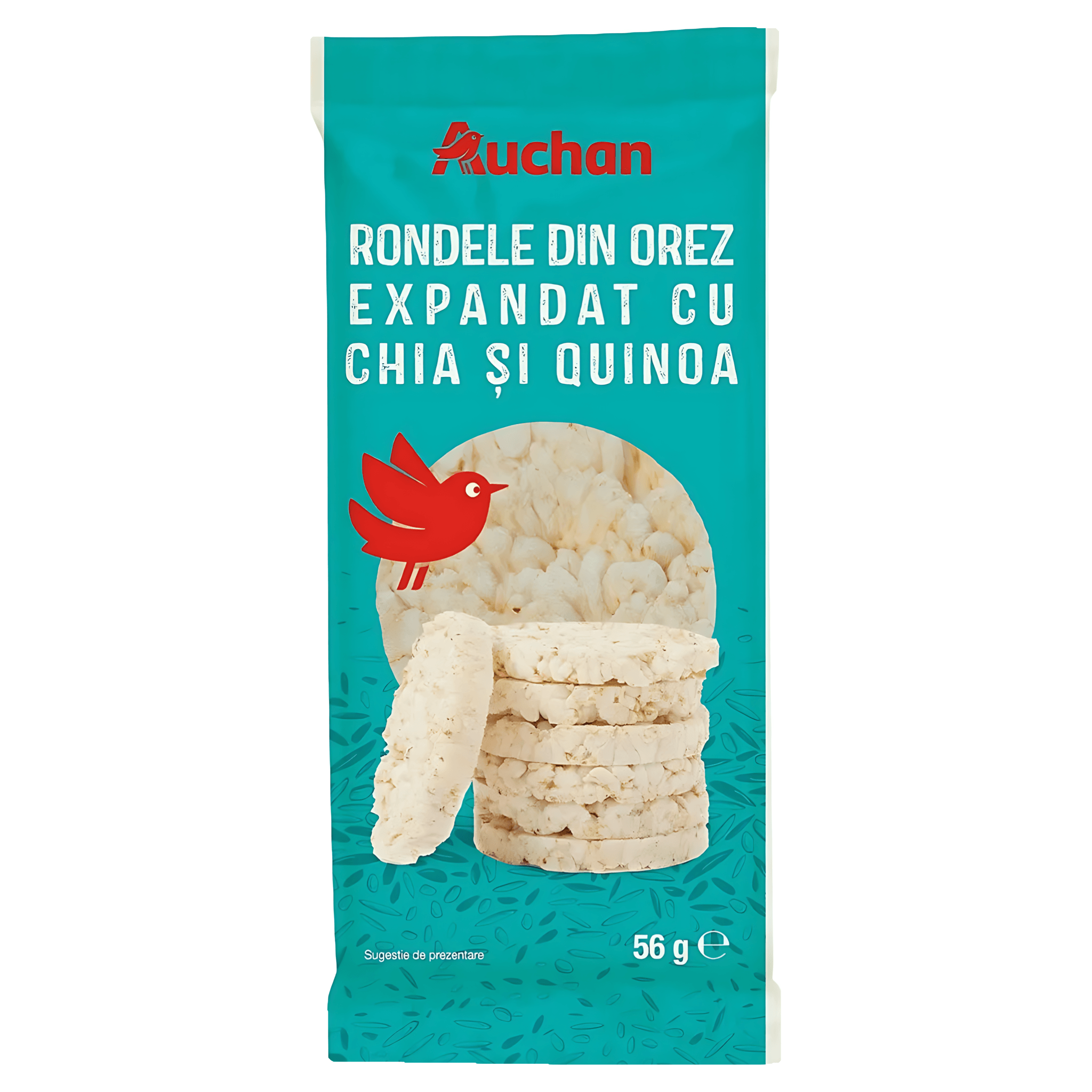 Rondele din orez expandat cu chia si quinoa Auchan, 56 g