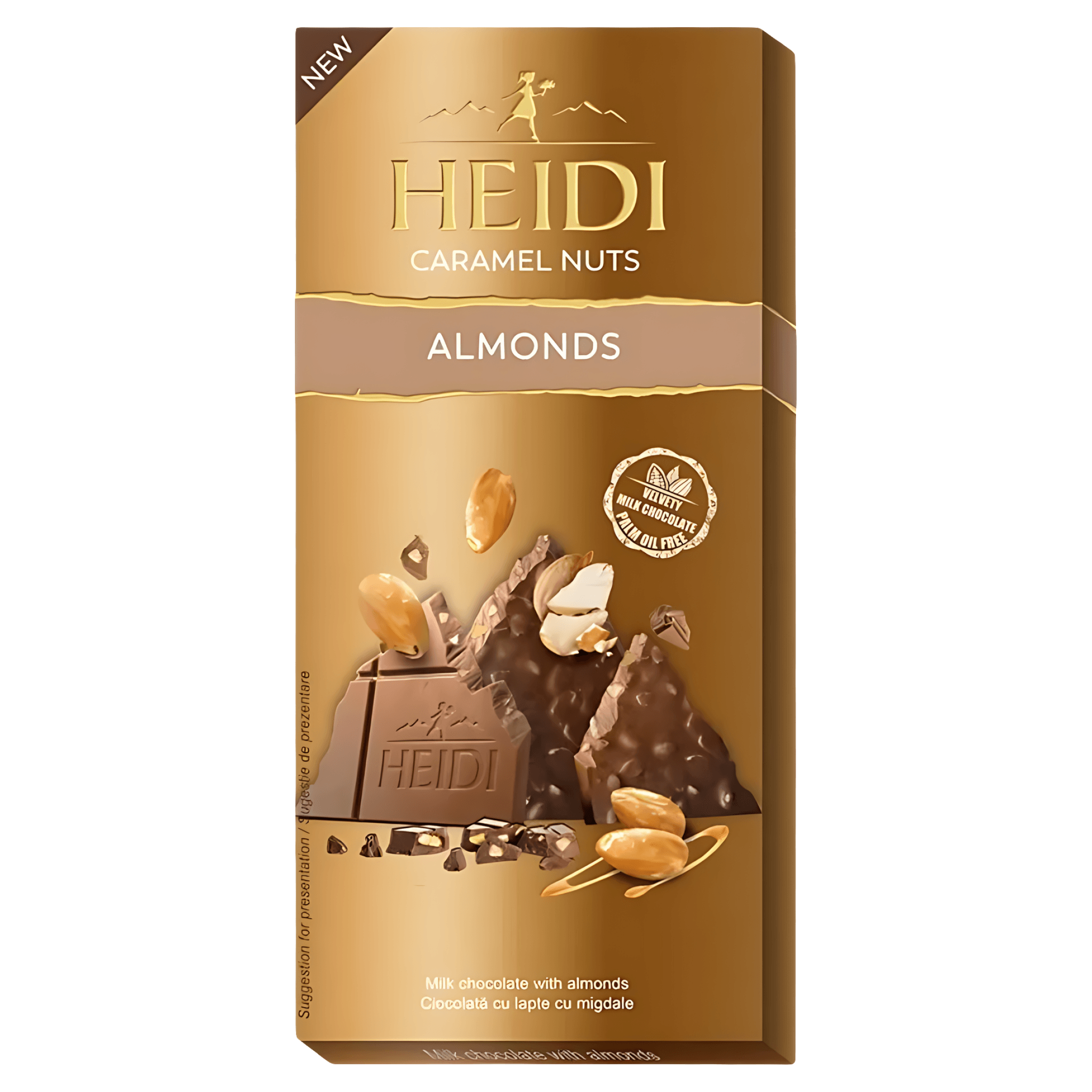 Ciocolata cu migdale si caramel Heidi, 80 g