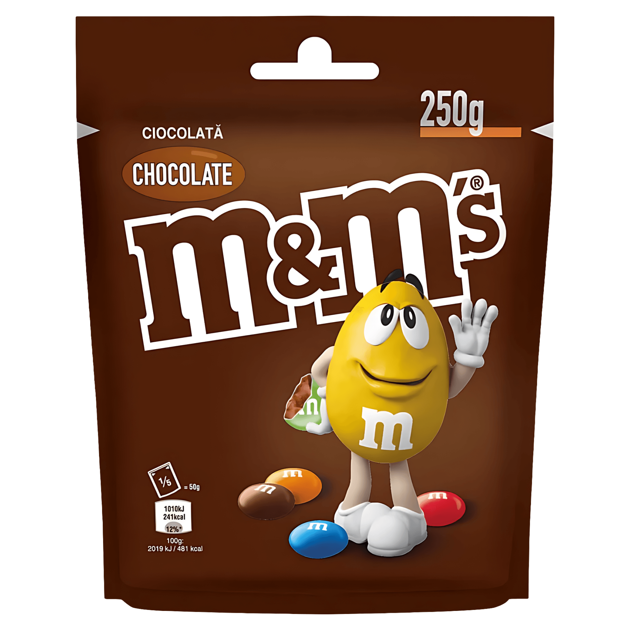 Bomboane de ciocolata cu lapte si glazura crocanta si colorata M&M's, 250 g
