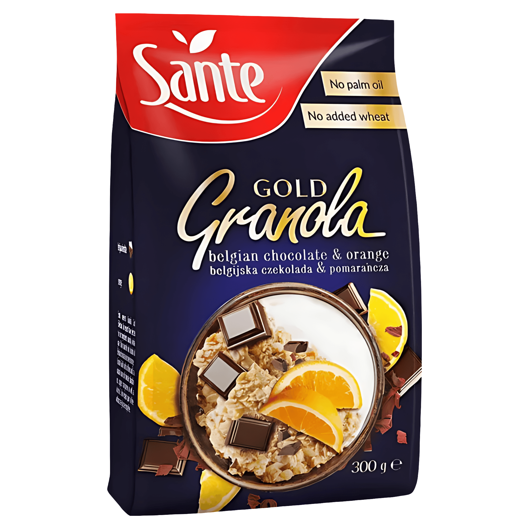 Cereale integrale cu ciocolata si portocale Sante Granola Gold, 300 g