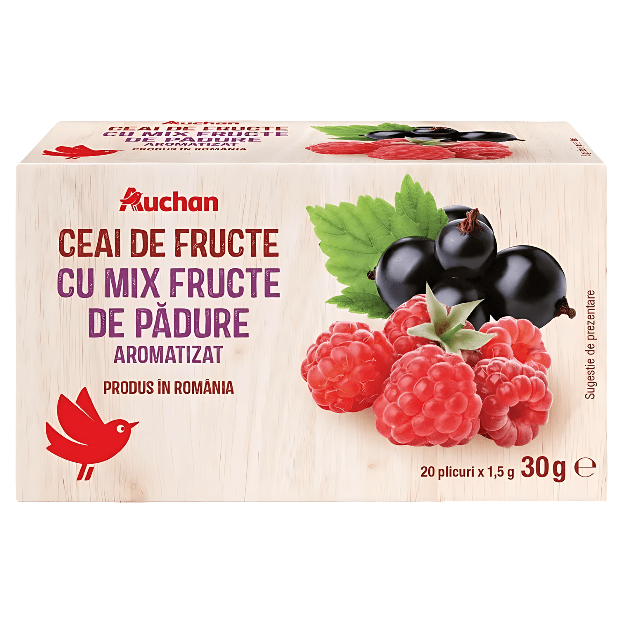 Ceai mix cu fructe de padure Auchan, plicuri, 30g