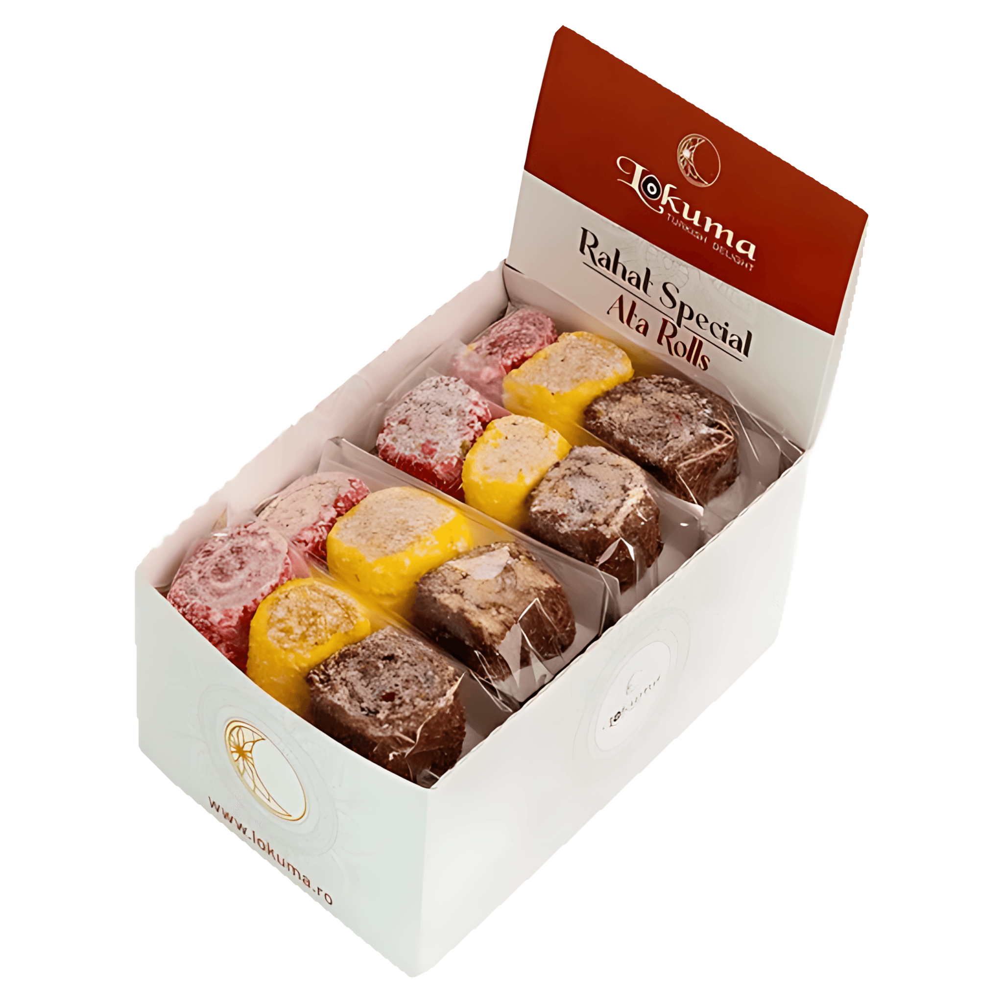 Rulouri de rahat turcesc cacao, fructe de padure si gust de lamaie Lokuma Ata Rolls, 50 g