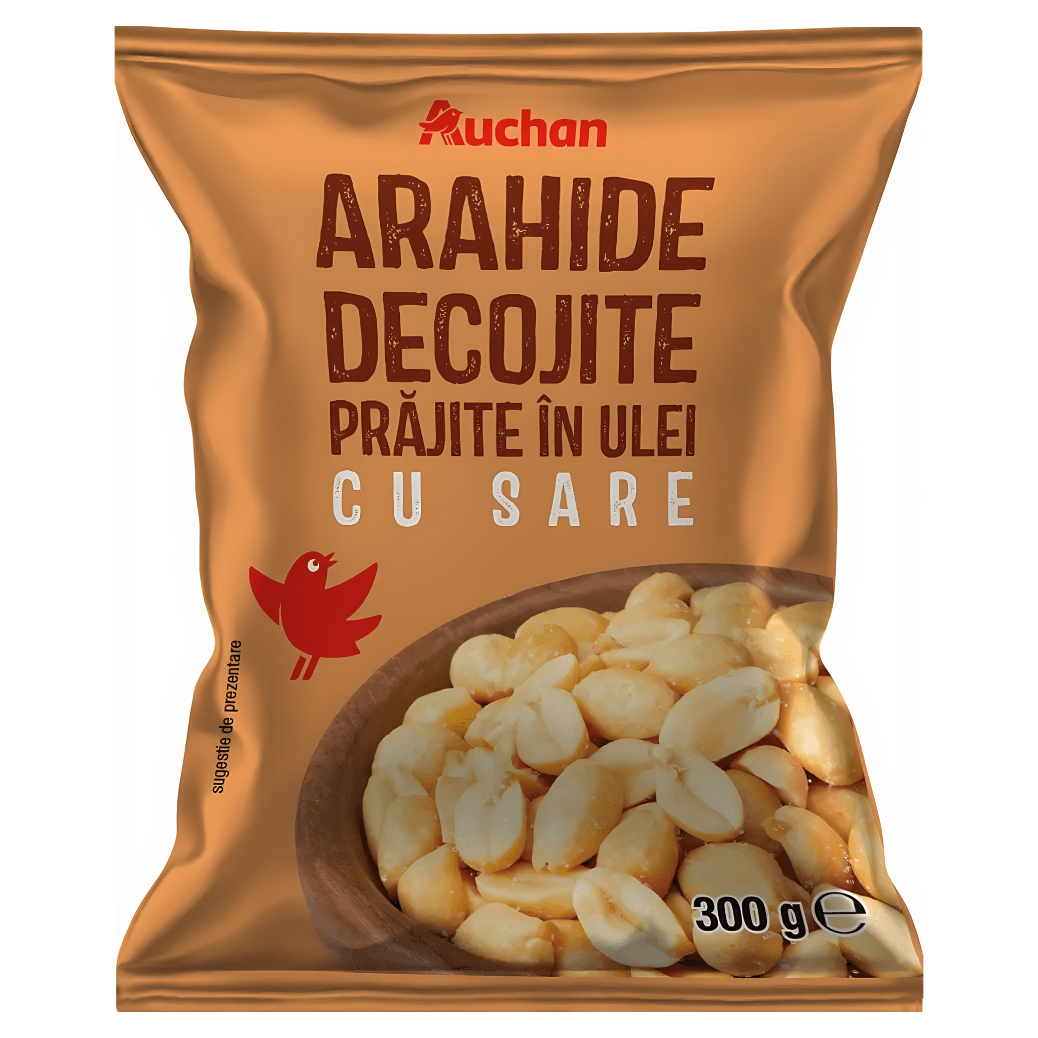 Arahide decojite cu sare prajite in ulei Auchan, 300 g