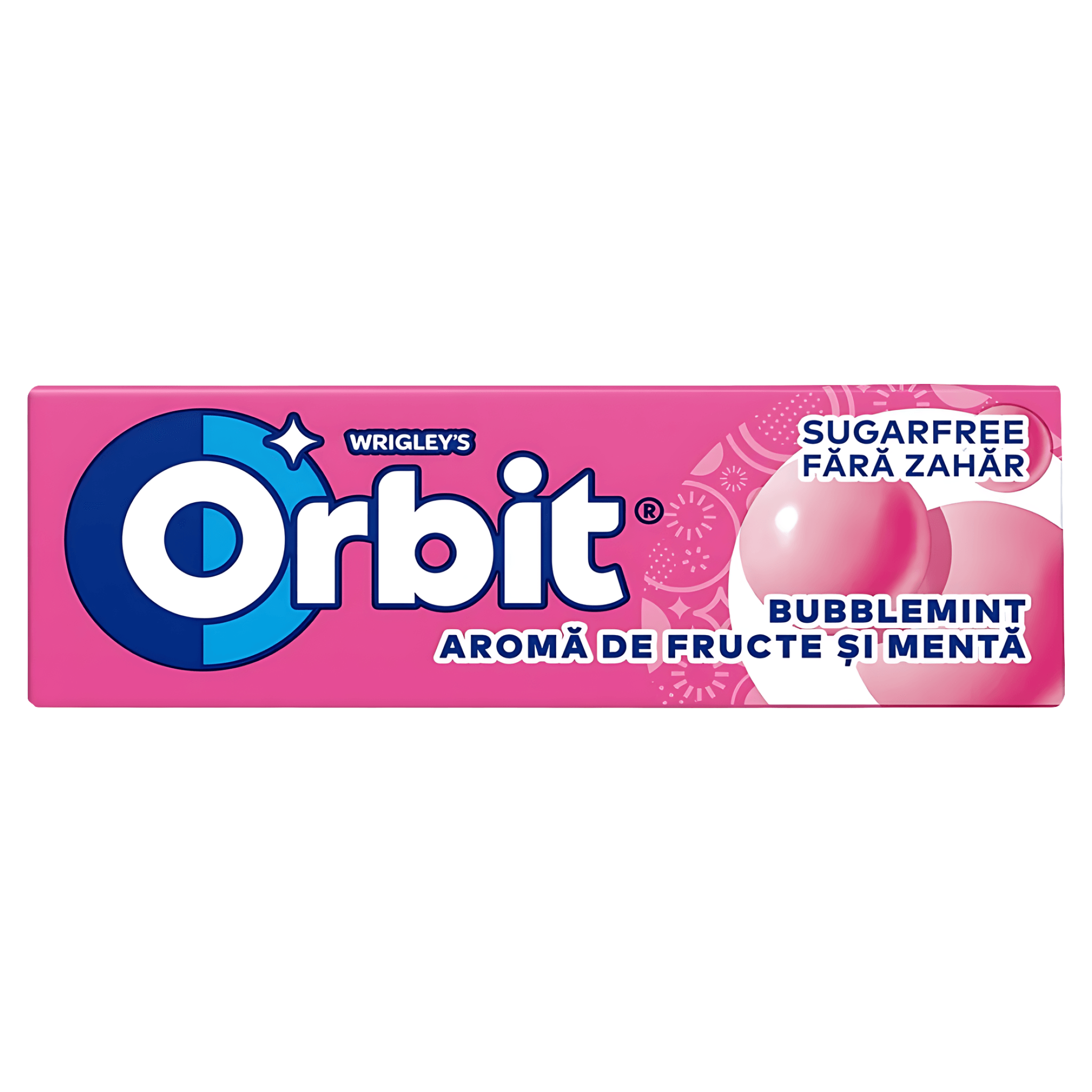 Guma de mestecat cu arome de fructe si menta Orbit Bubblemint, 10 bucati, 14 g