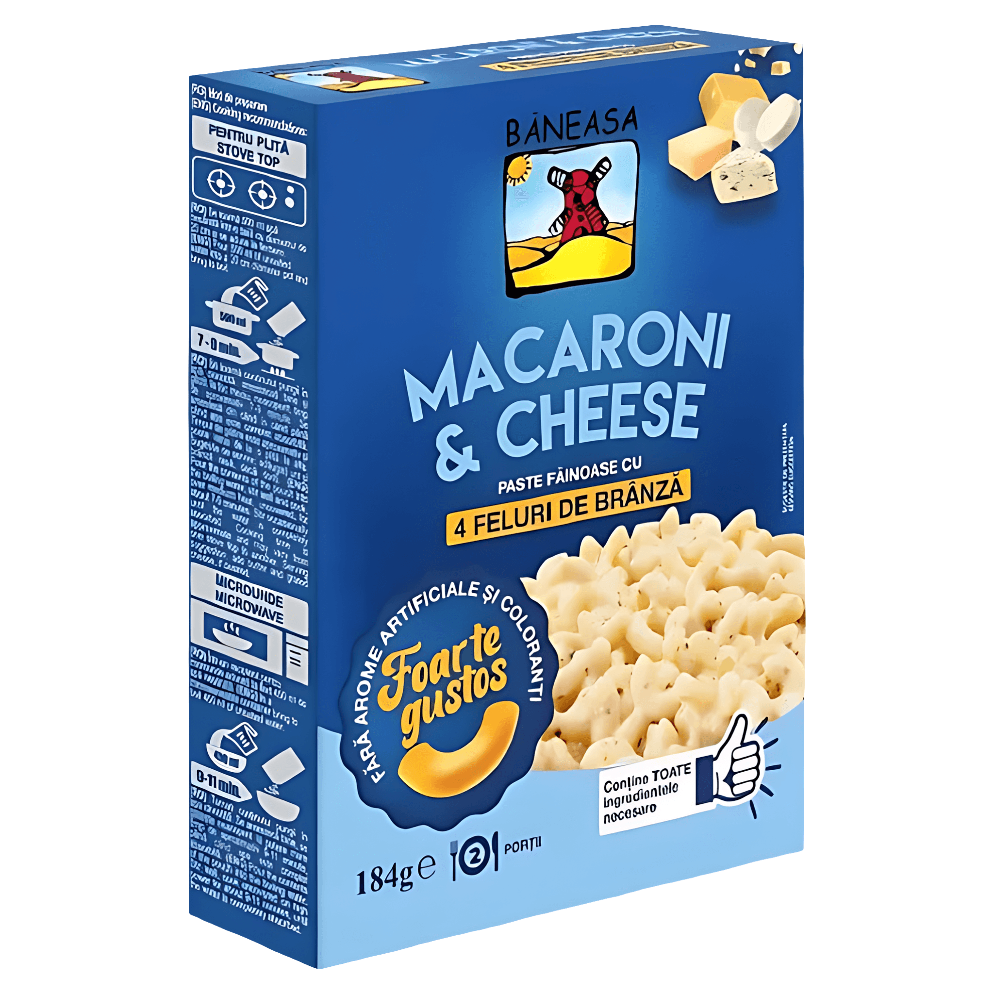 Paste cu 4 feluri de branza Baneasa Macaroni & Cheese, 184 g