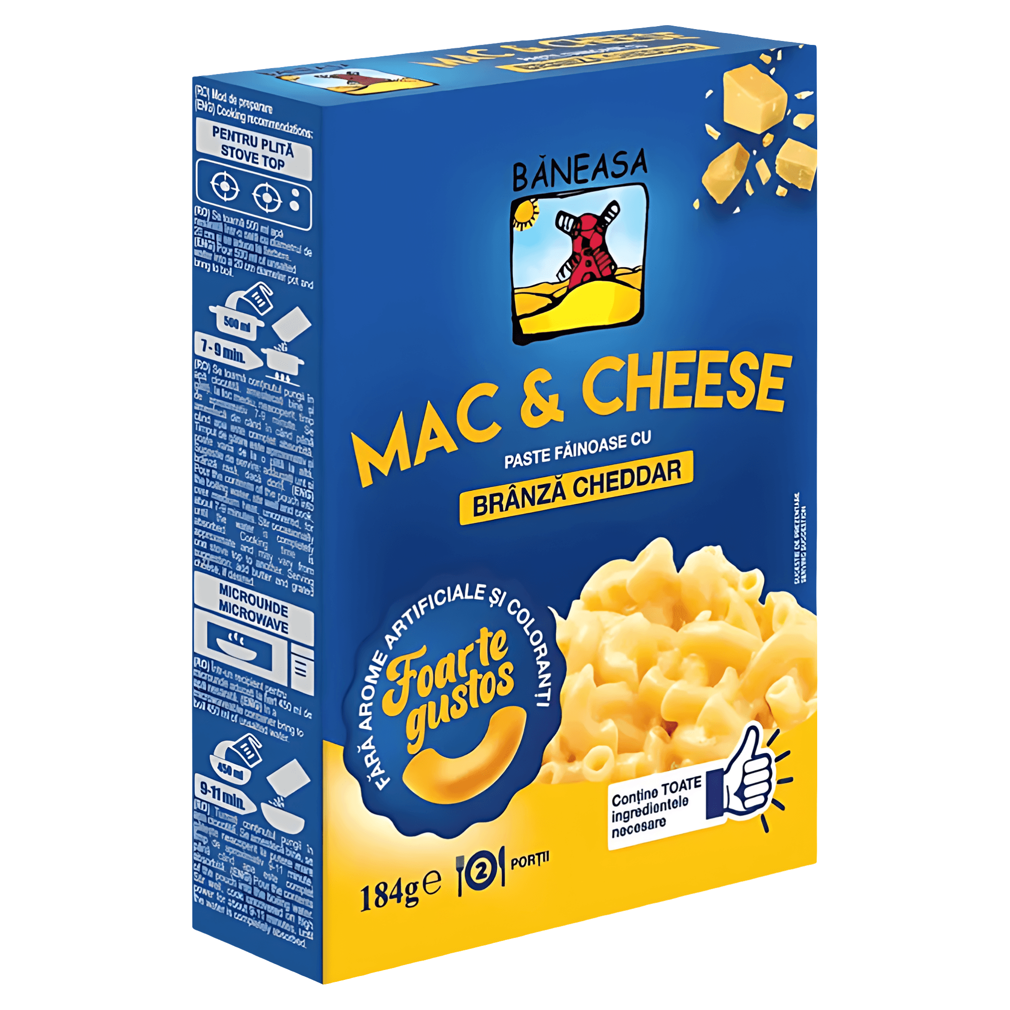 Paste cu branza Cheddar Baneasa Macaroni & Cheese, 184 g