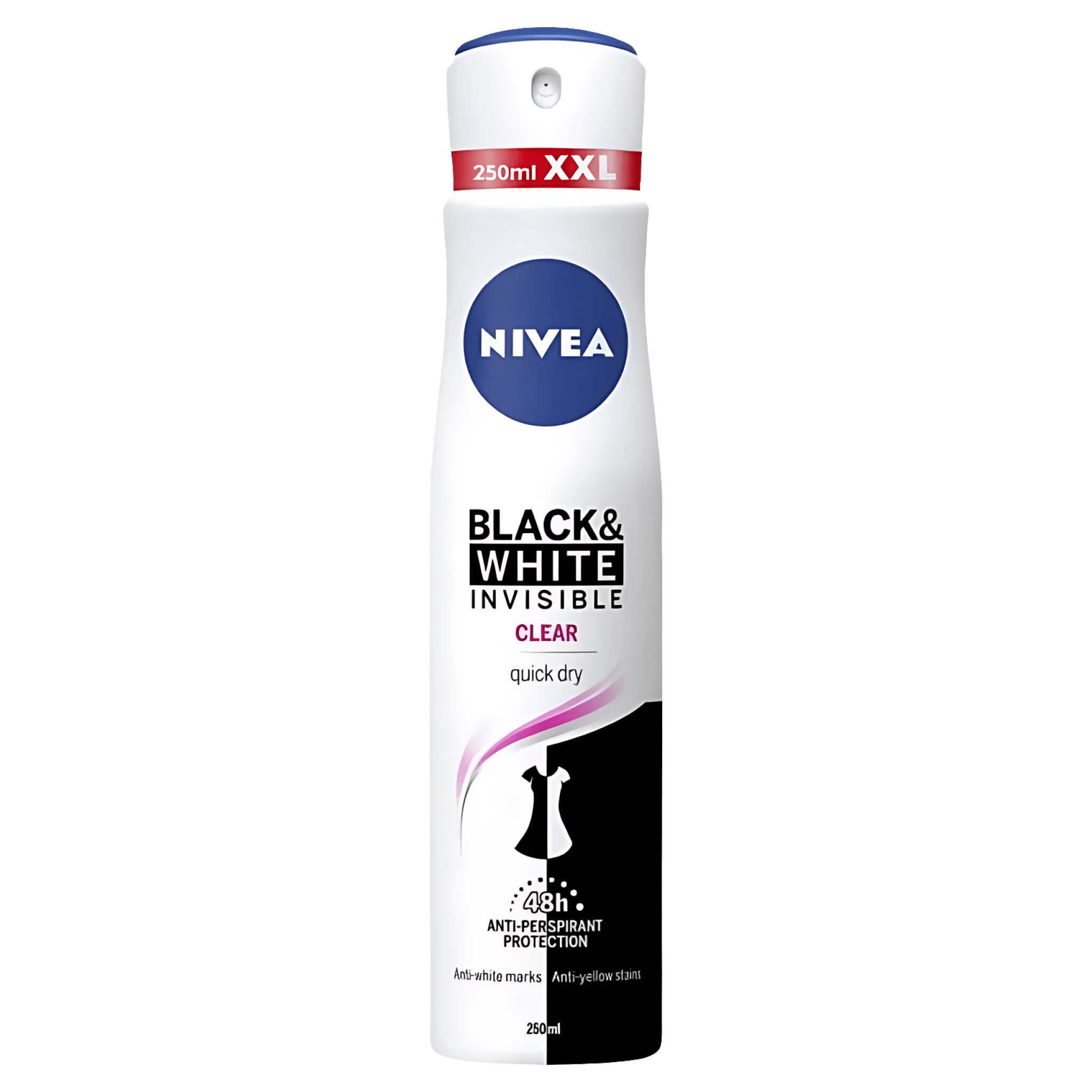 Deodorant spray Nivea Black & White Invisible Clear, 250 ml