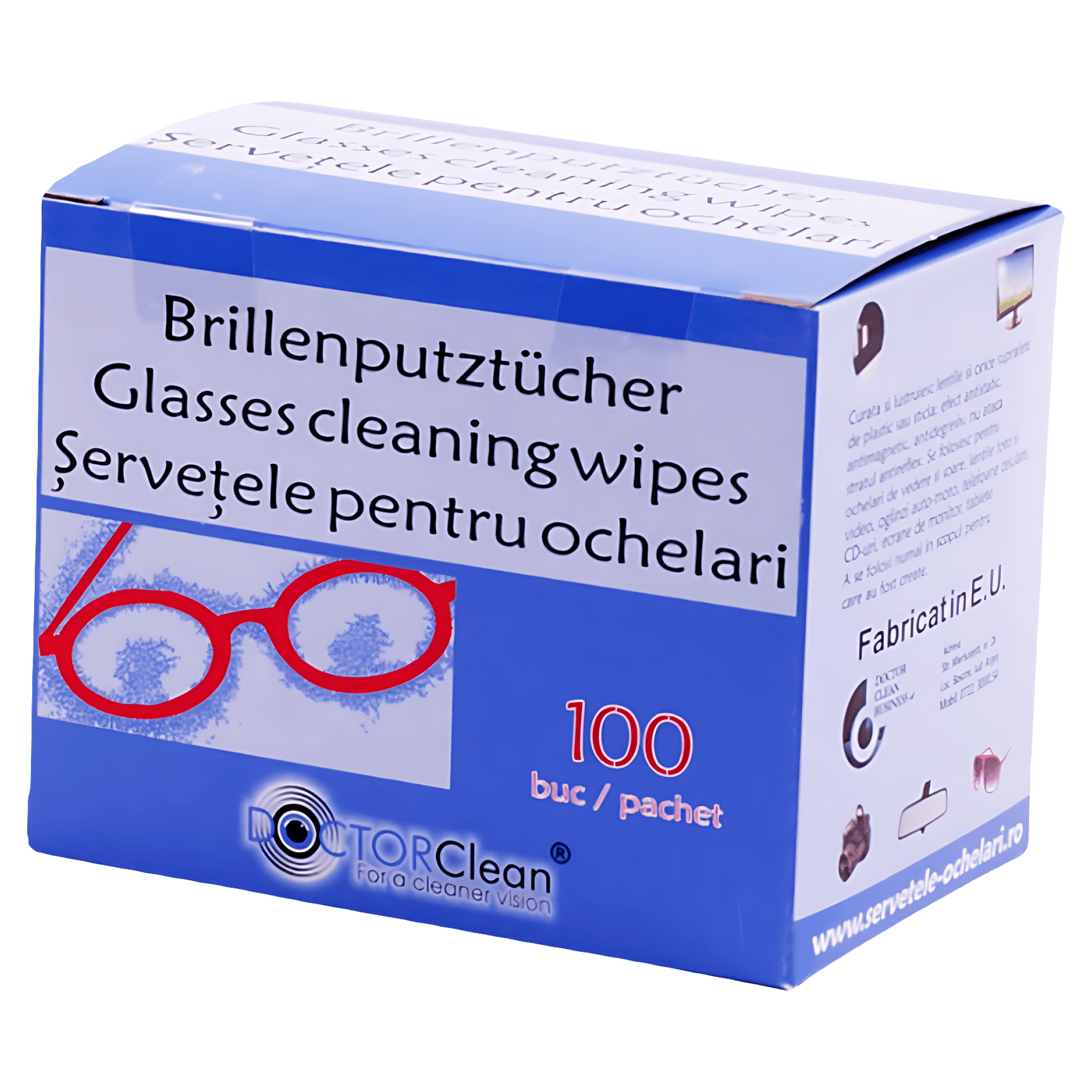Servetele Dr. Clean pentru curatat ochelarii, 100 de bucati/cutie