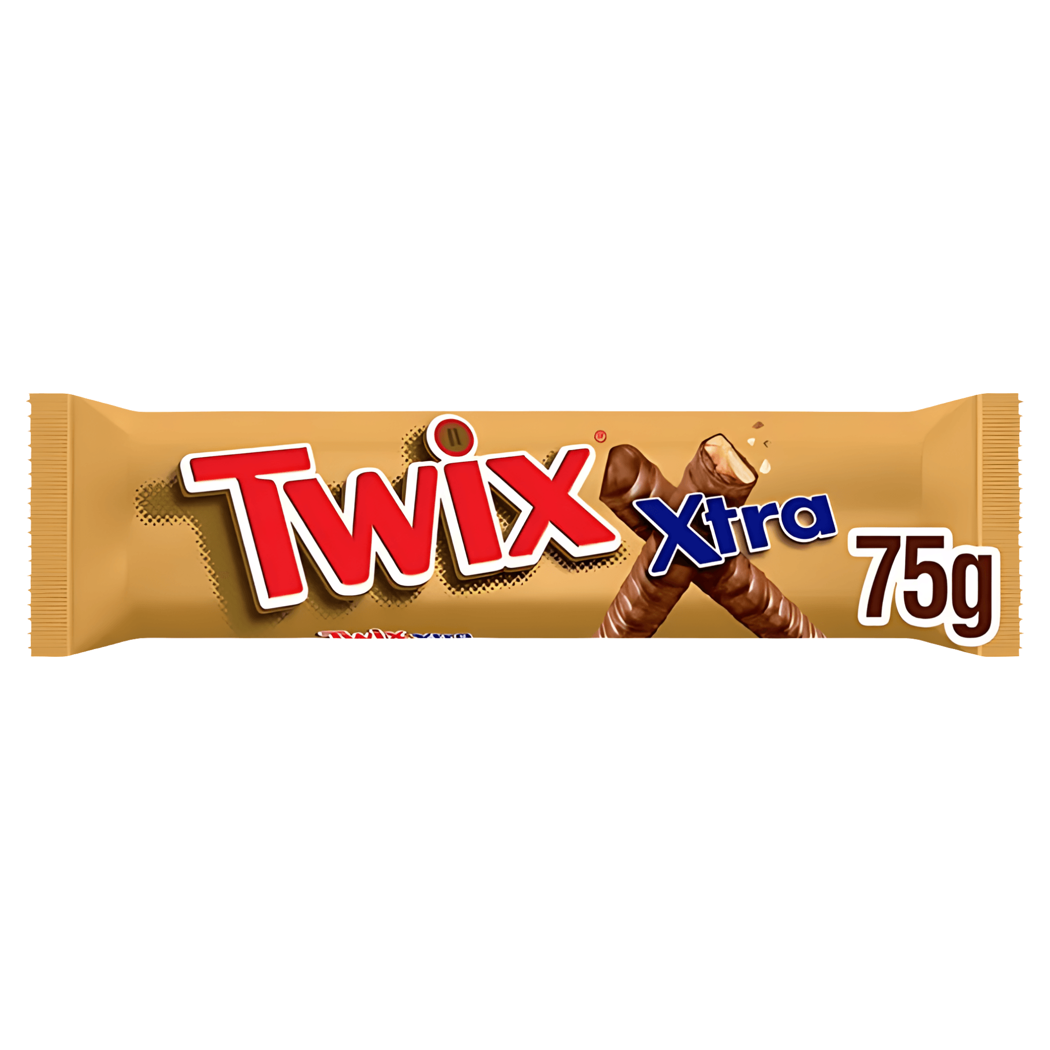Baton cu biscuite si caramel invelit in ciocolata cu lapte Twix Xtra, 2 x 37.5 g
