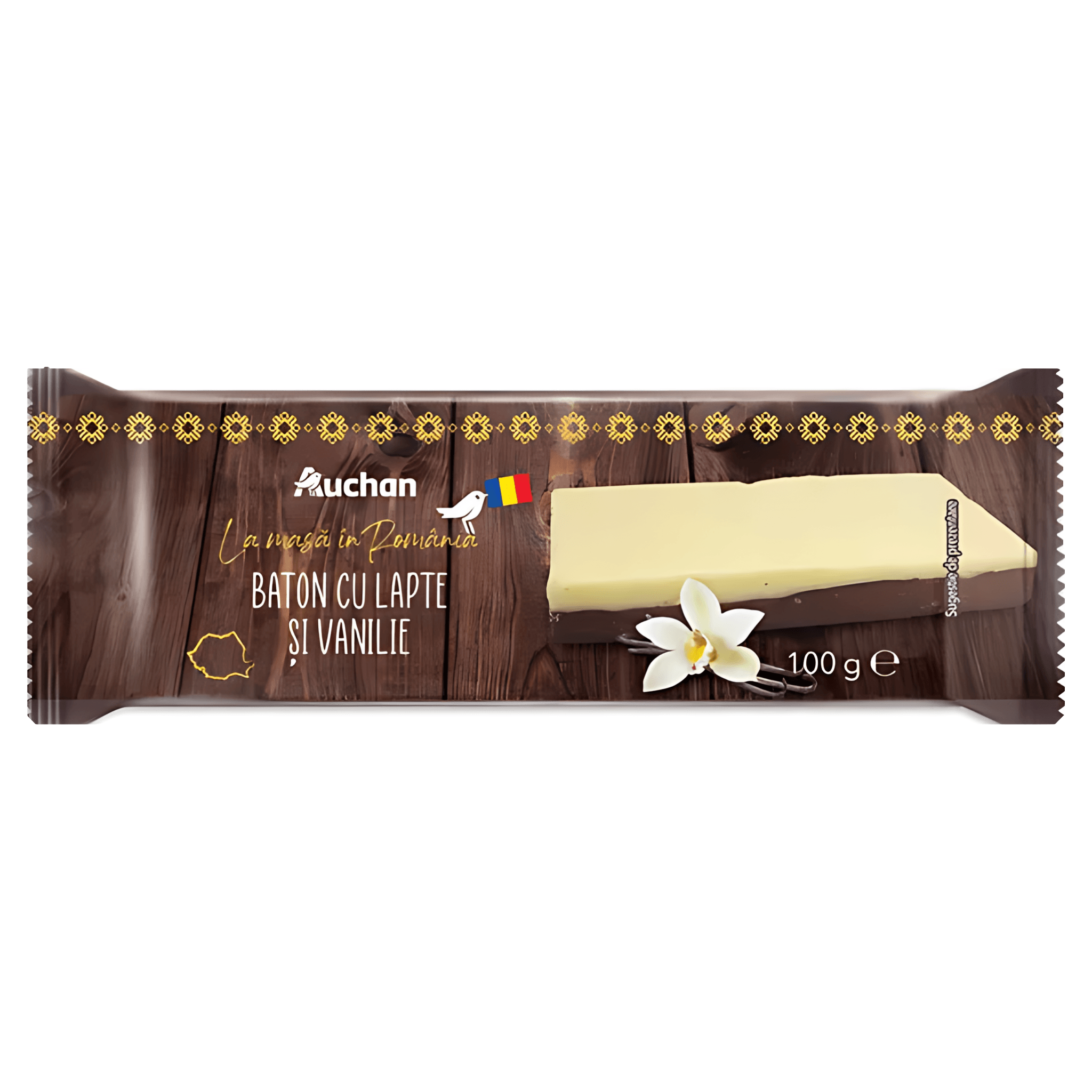Baton cu lapte si vanilie Auchan, 100 g