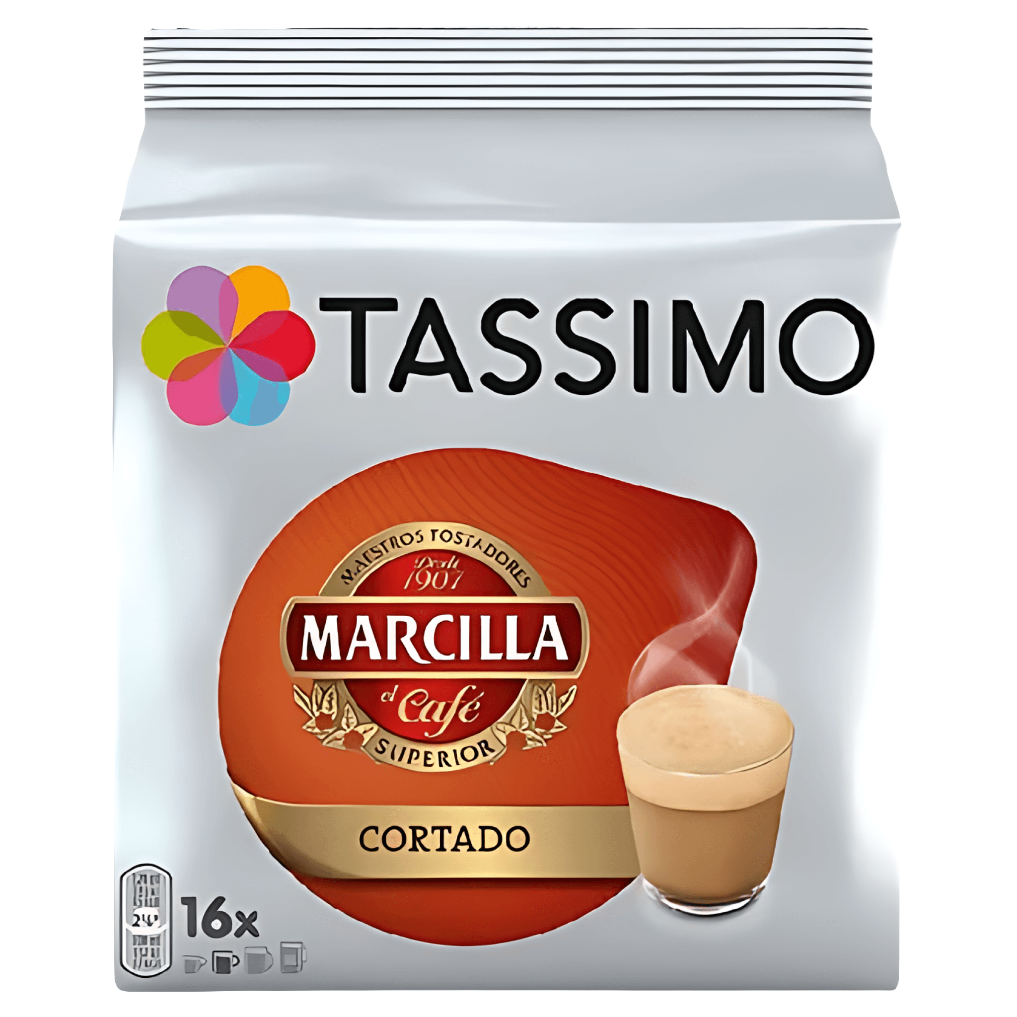 Capsule cafea Tassimo Marcilla Cortado, compatibile Tassimo, 16 capsule