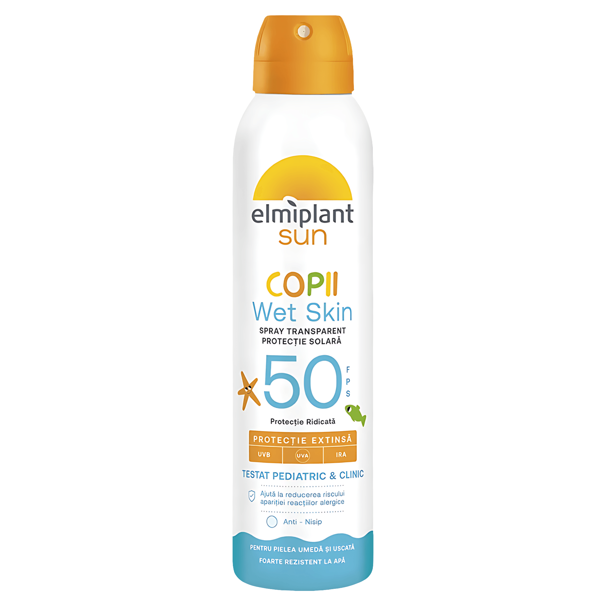 Lotiune spray protectie solara pentru copii Elmiplant Wetskin, SPF 50, 150 ml