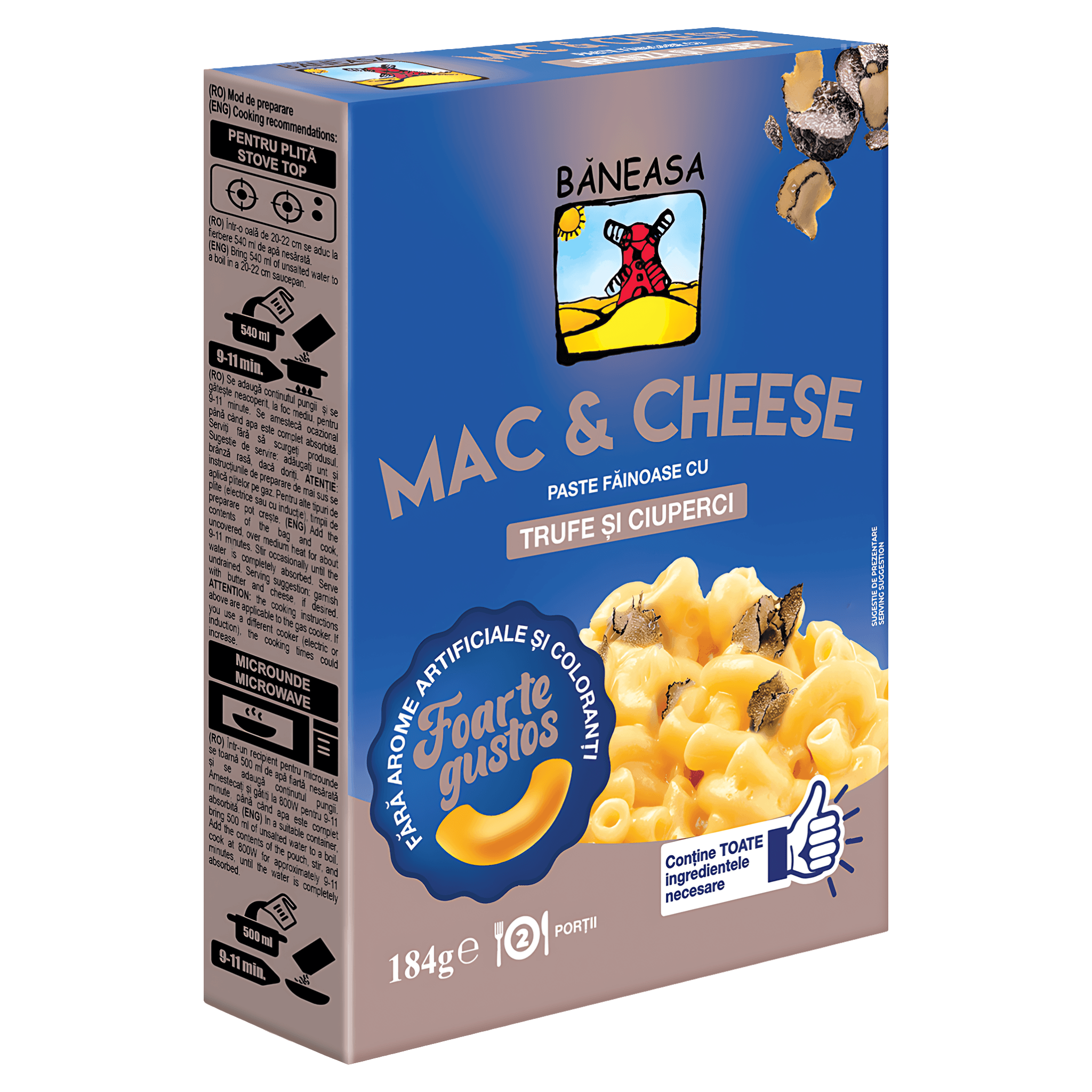 Paste cu trufe si ciuperci Baneasa Mac & Cheese, 184 g