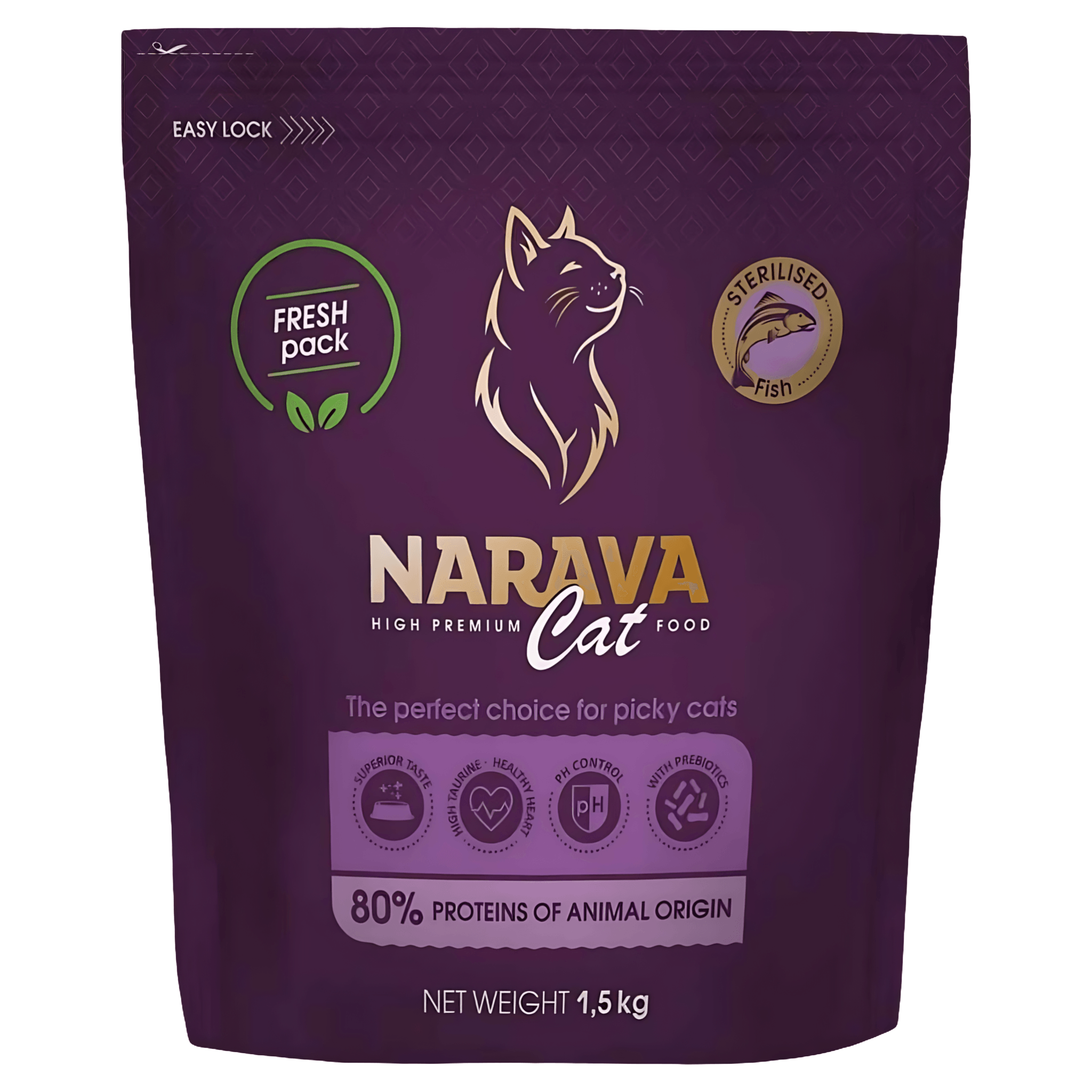 Hrana uscata pentru pisici adulte Narava, peste, 1.5 kg