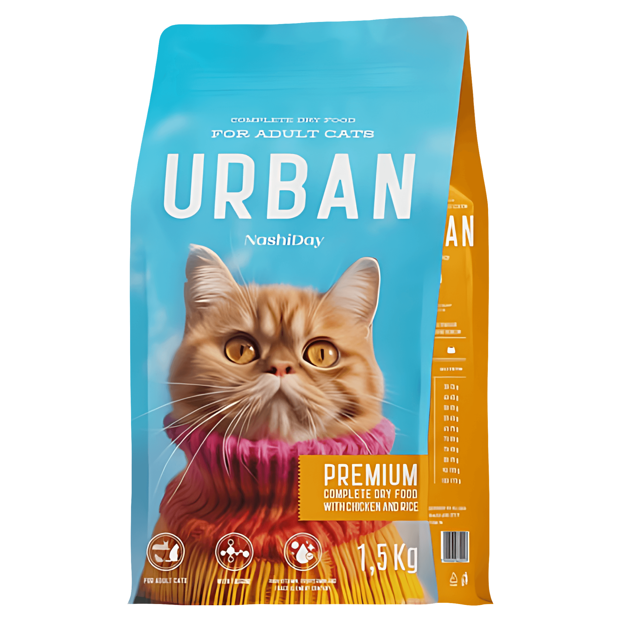 Hrana uscata pentru pisici adulte Urban, pui si orez, 1.5 kg