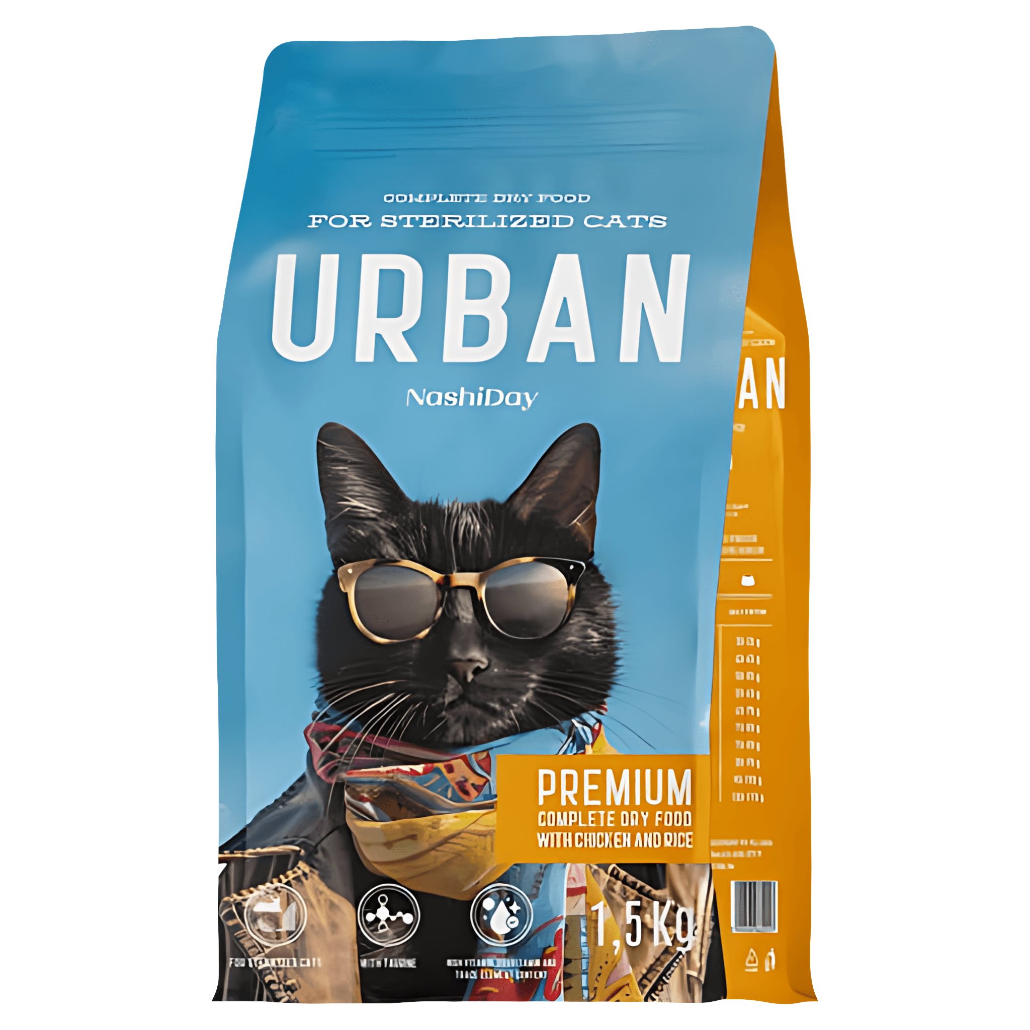 Hrana uscata pentru pisici sterilizate Urban, pui, 1.5 kg
