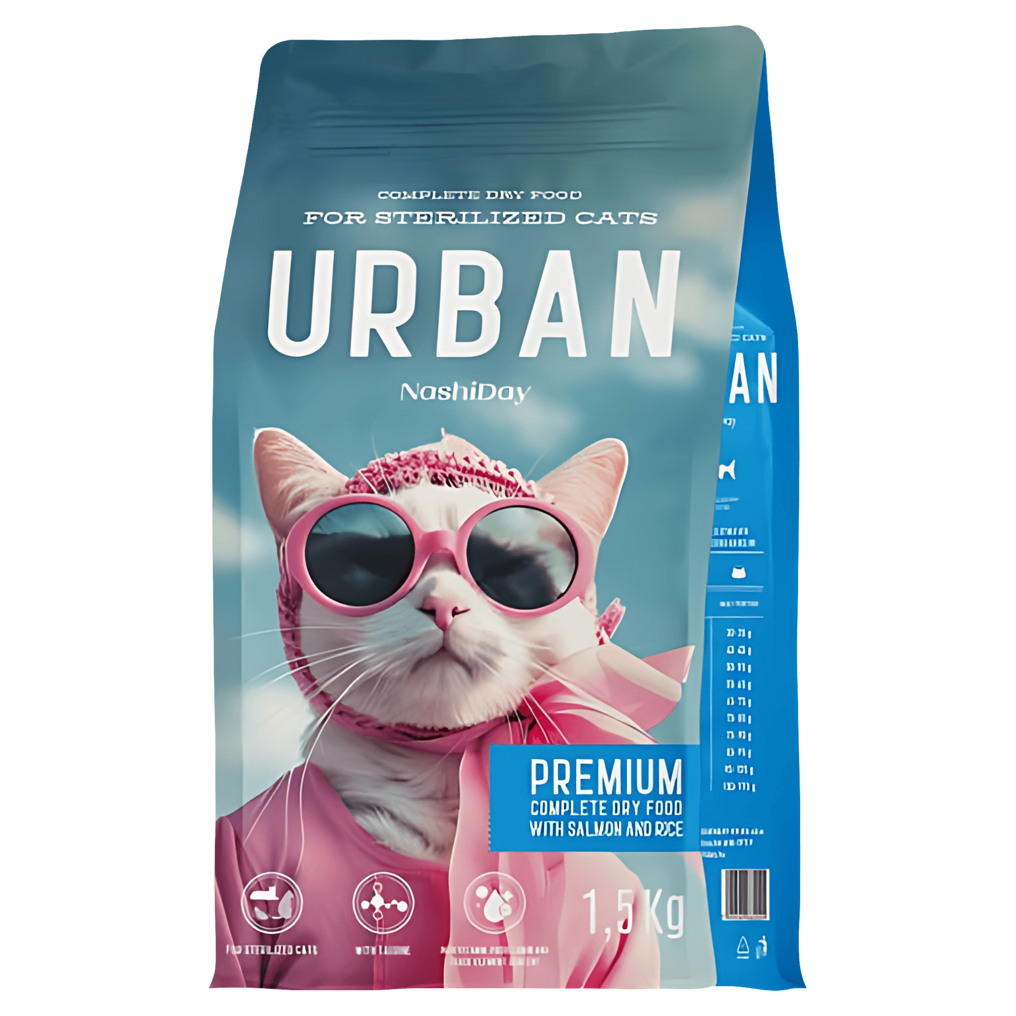 Hrana uscata pentru pisici sterilizate Urban, somon, 1.5 kg