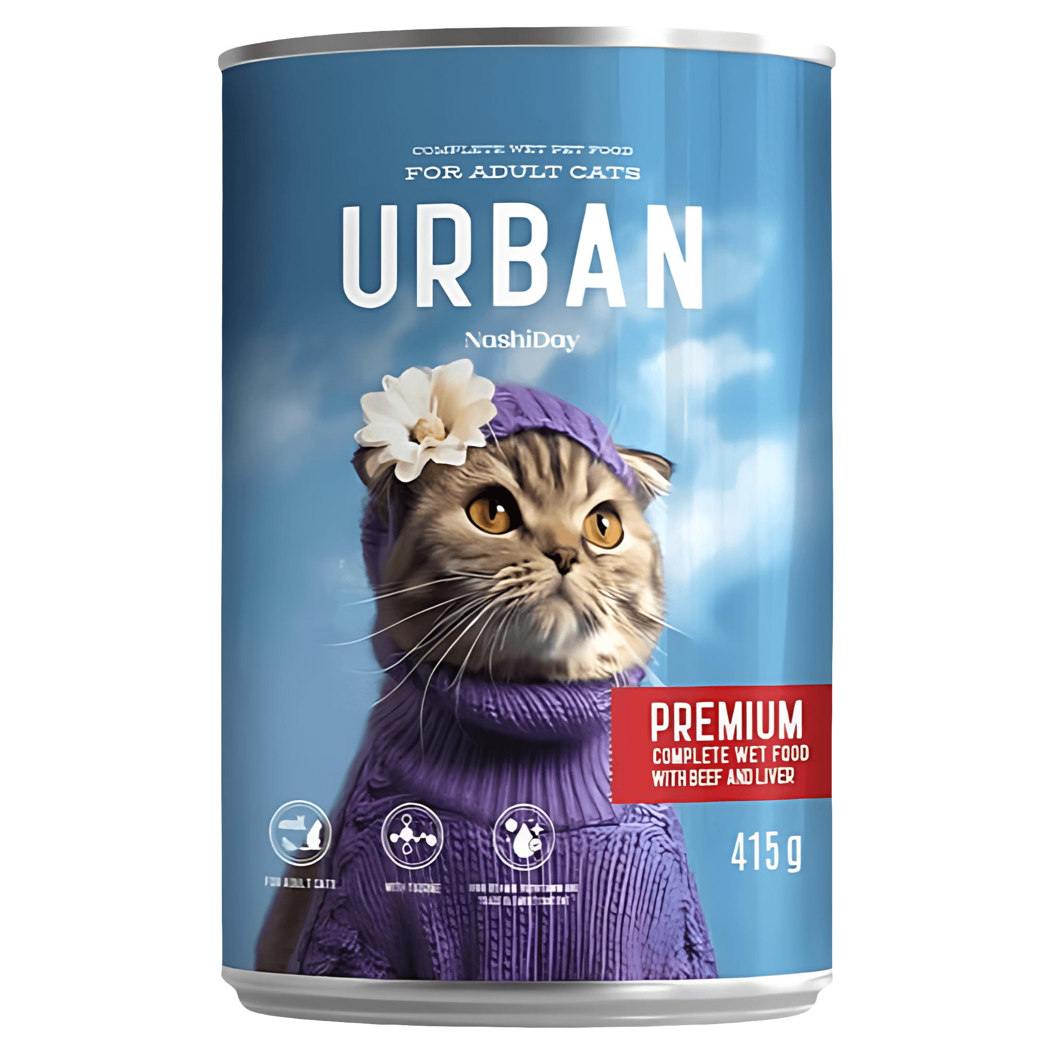 Hrana umeda pentru pisici adulte Urban, vita si ficat, 415 g