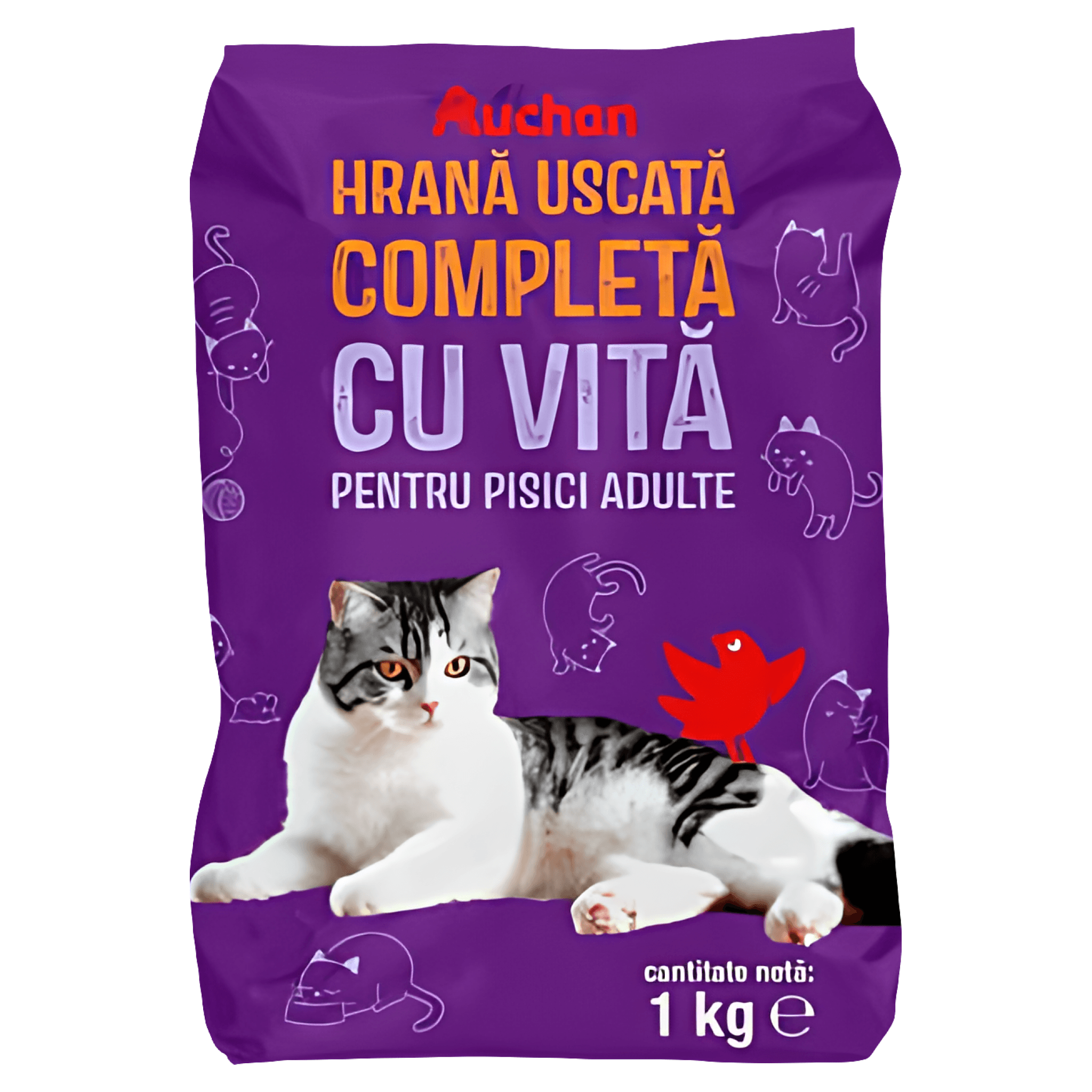 Hrana uscata pentru pisici Auchan, vita, 1 kg